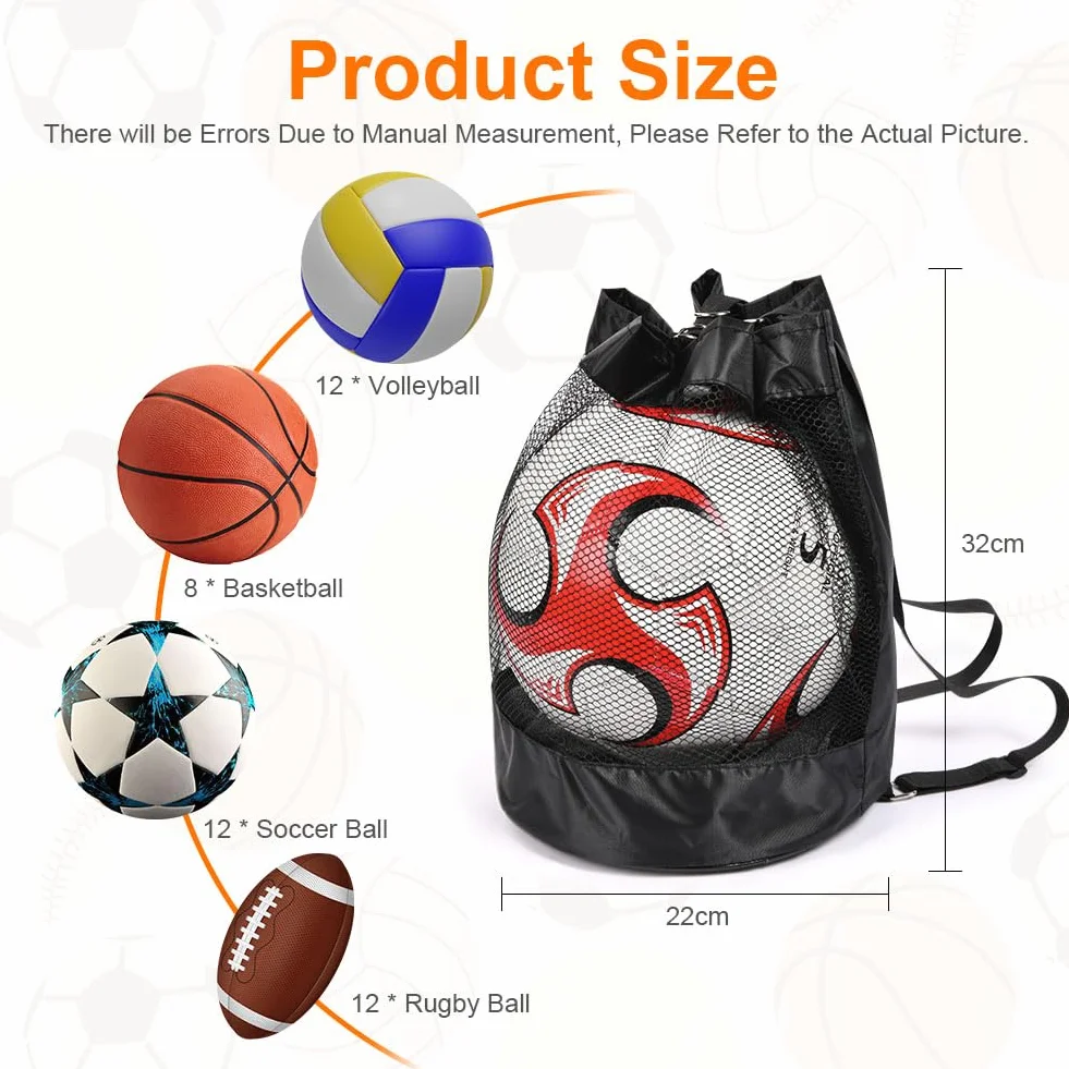 2PCS Bolsa de Malla Deportiva, Mochila de Malla Multiusos, Bolsa de Malla para Pelotas, para fútbol, Baloncesto, Tenis, Rugby, Voleibol