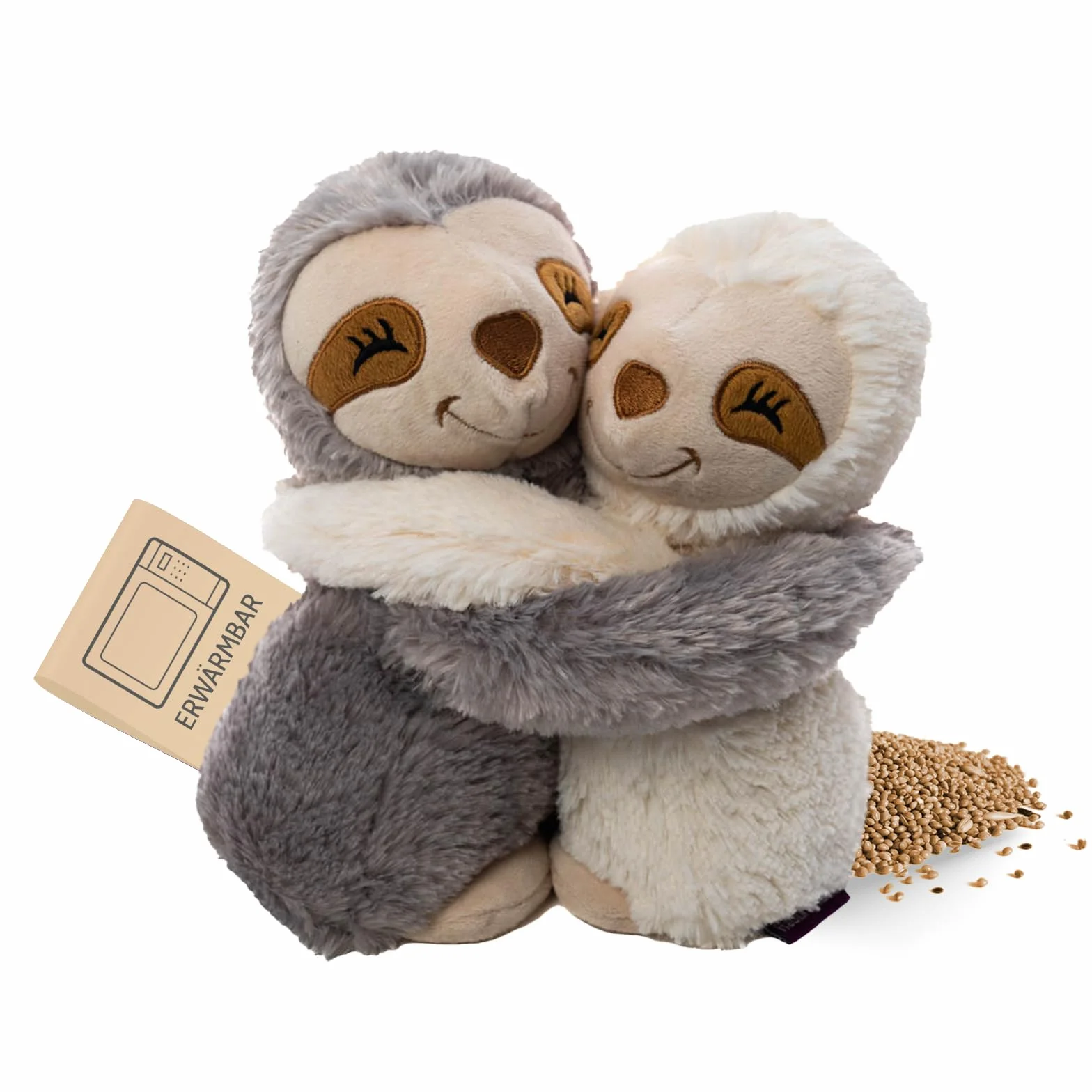 Habibi Plush Premium Hugys Perezoso Mamá (Gris) Niño (Crema) Cojín térmico microondas horno
