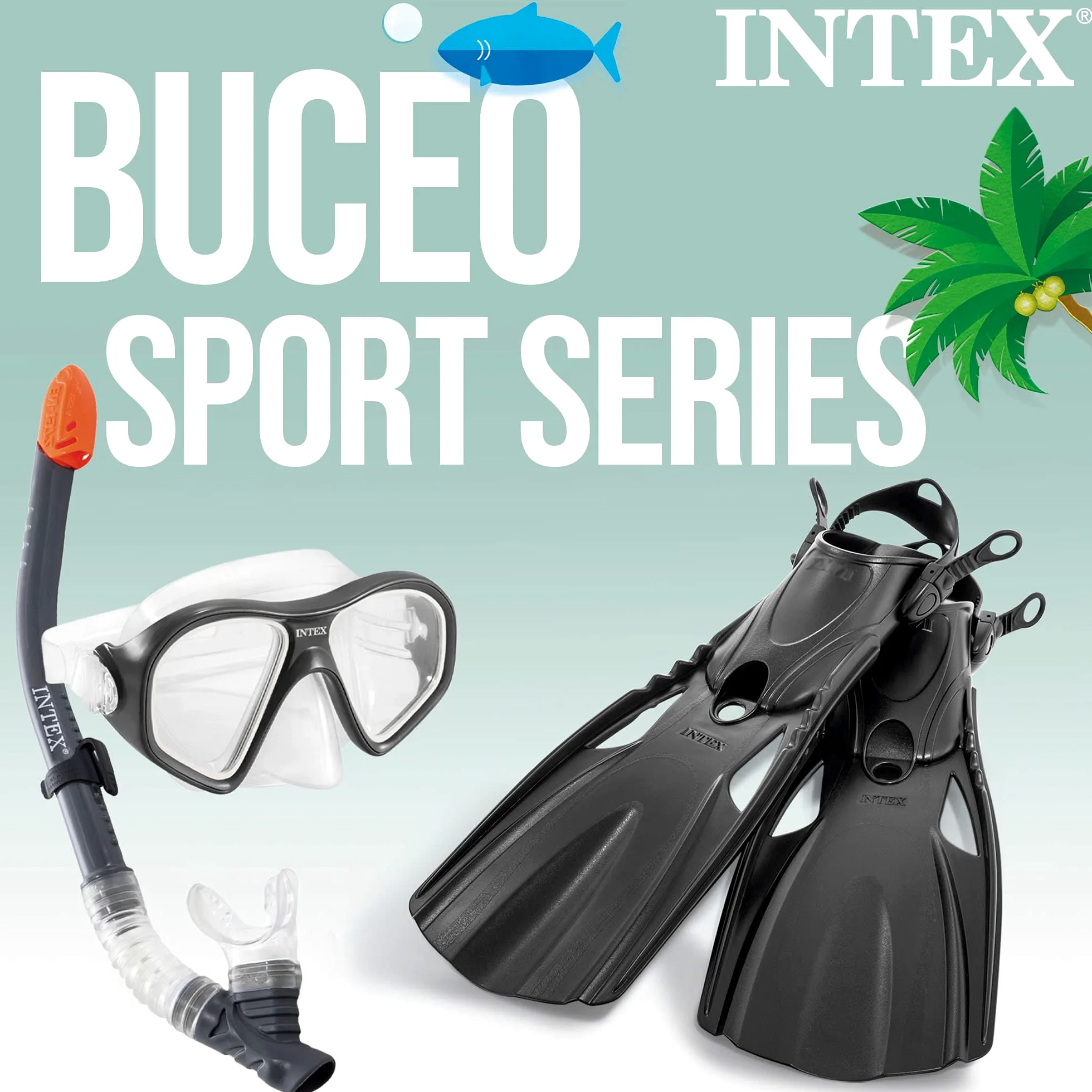 Intex 55657, Set para buceo Reef Rider Sports, Unisex niños, Multicolor, Talla 41-45