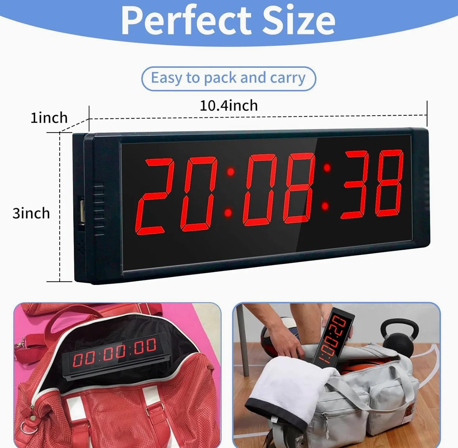 Cronómetro grande con botón de inicio/parada, temporizador digital LED con control remoto, reloj de cuenta regresiva con zumbador, reloj de gimnasio para gimnasio en casa, temporizador de