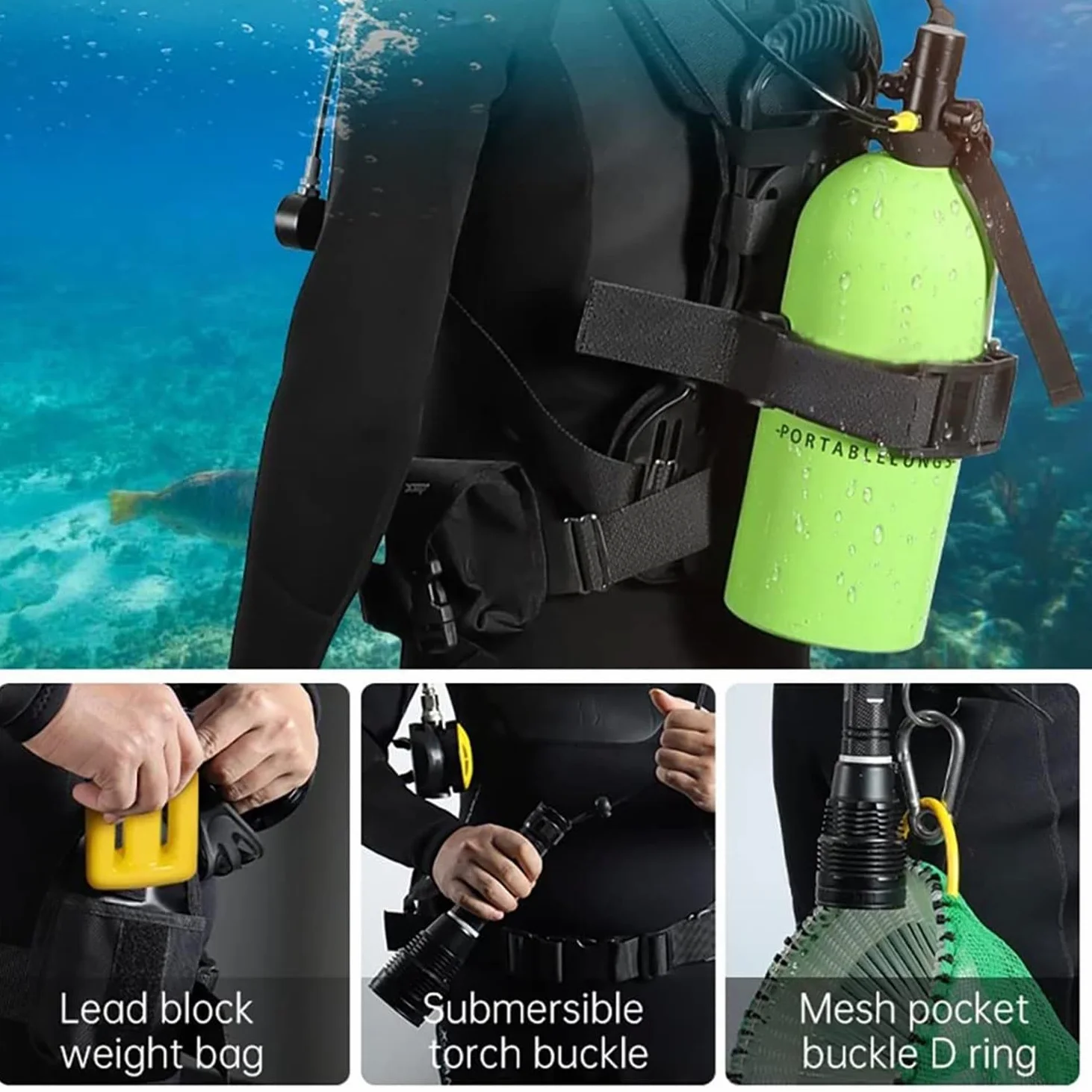 Mini Tanque de Buceo con máscara de Buceo, 30-60 Minutos de respiración bajo el Agua,Botella de Tanque de Buceo Reutilizable de 3L/4L, Tanque de Buceo de presión máxima de 3000 PSI A-3L