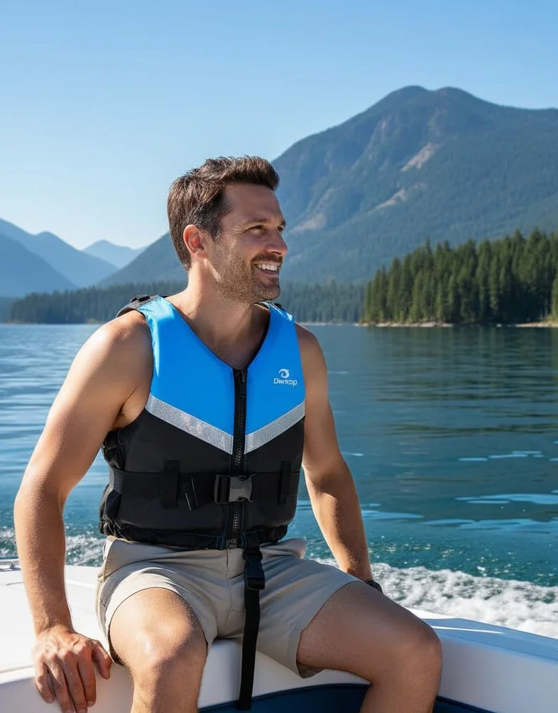 Owntop Ayuda a la Flotabilidad para Adultos, Chaleco de Natación Ligero, Chaleco de Flotabilidad Ajustable con Correa de Entrepiema para Kayak, Pesca y Paddle Surf