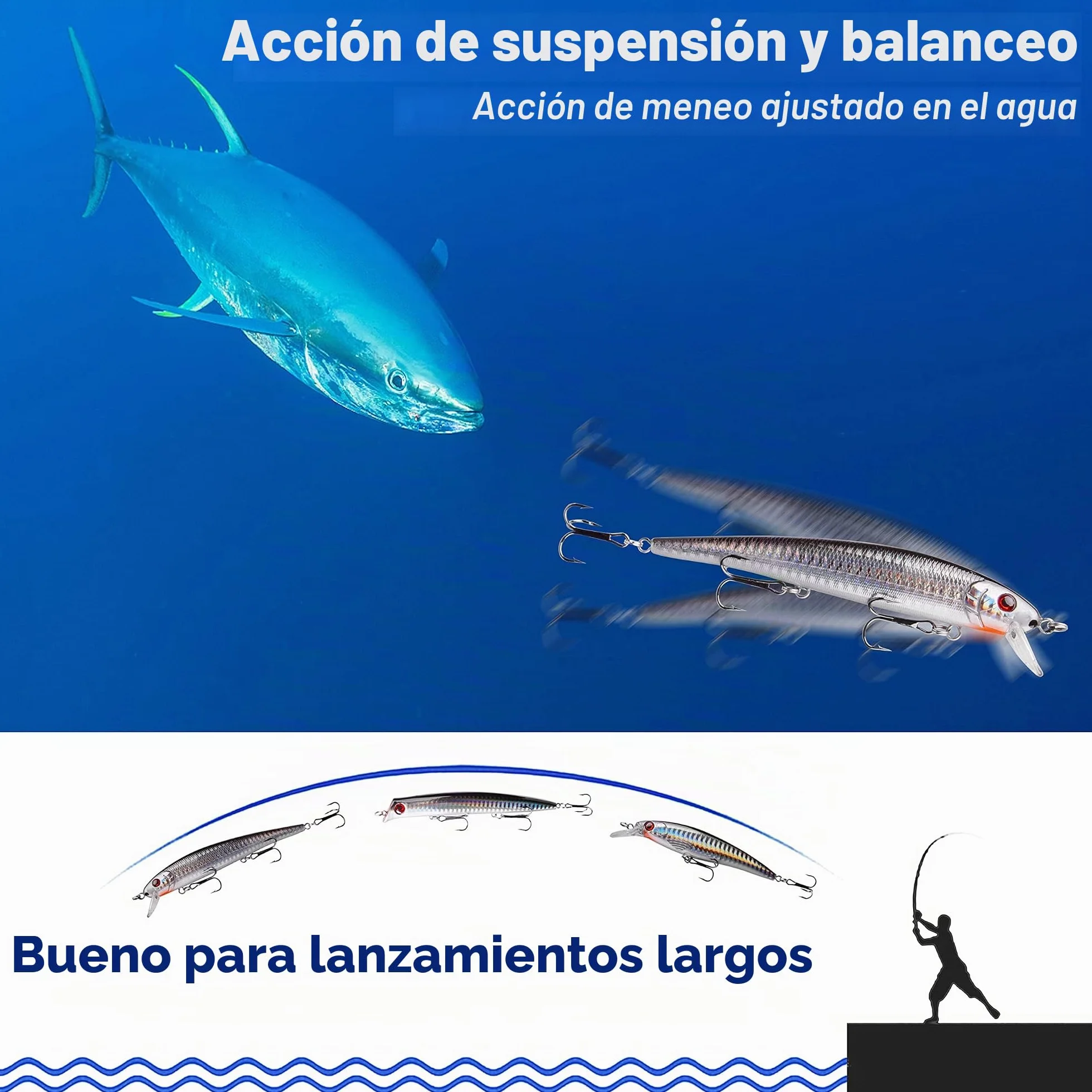 Kit de Señuelos de Pesca Juego de Señuelos de Pesca Popper de 6 Piezas Cebos Flotantes para Surf Crankbaits Señuelo Aparejos de Pesca