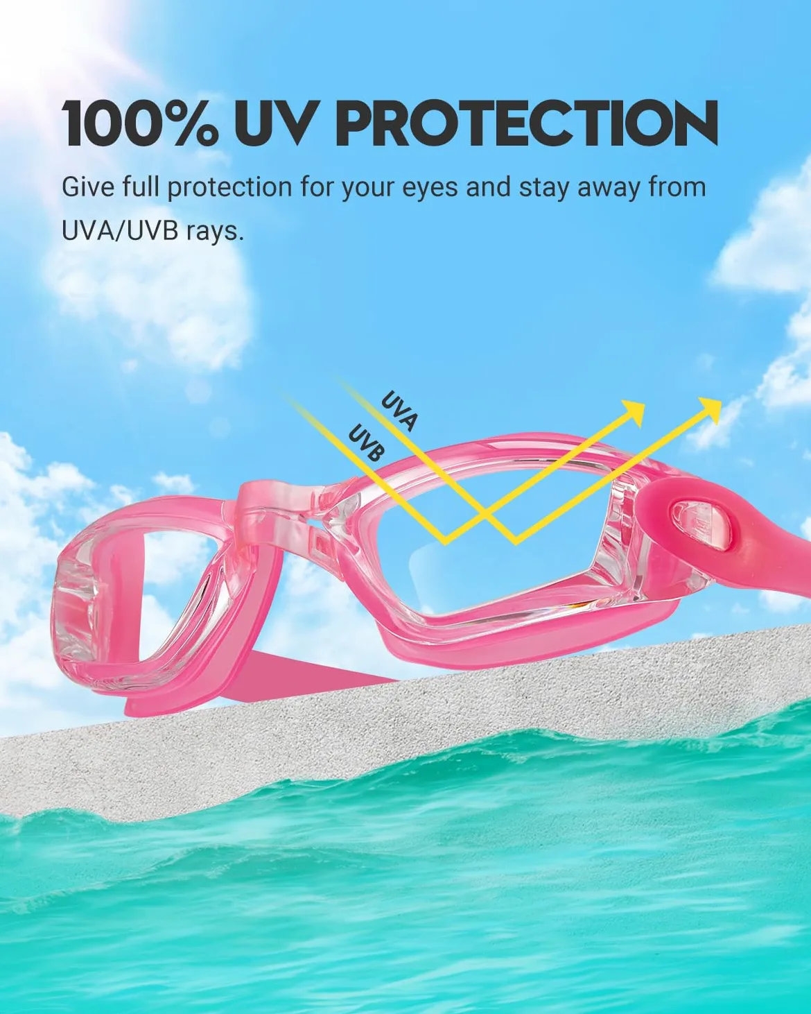 Juego de 2 gafas de natación sin fugas para adultos, hombres, mujeres, jóvenes