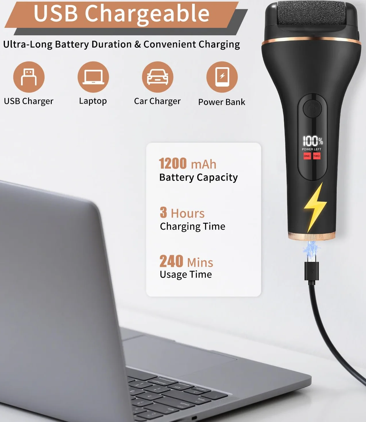Lima Electrica Pies Durezas 18 Piezas Set Pedicura Profesional IPX7 Impermeable 3 Rodillos 2 Velocidades