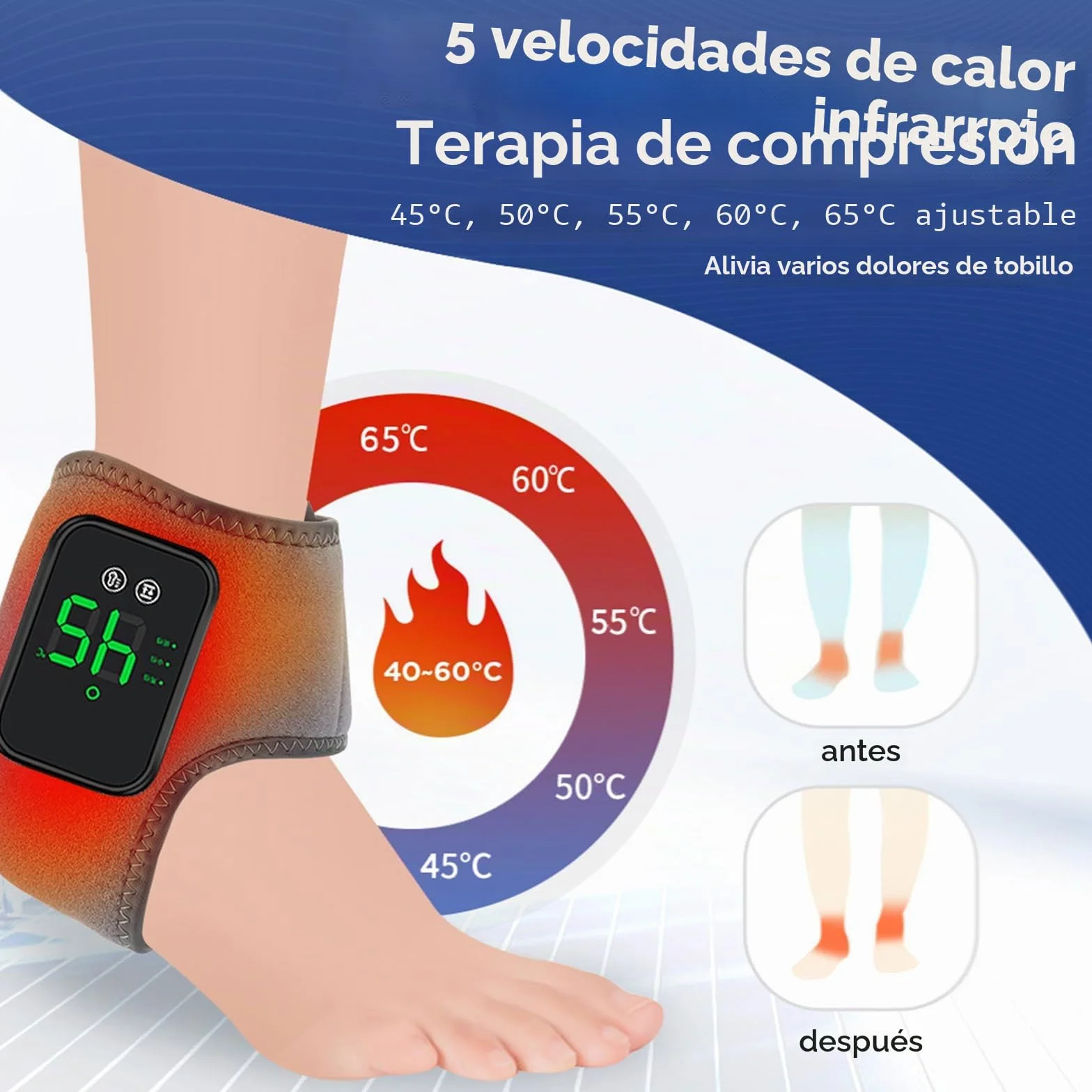 Masajeador de Pies 3 en 1 Eléctrico con 3 Modos de Vibración, 5 Niveles de Calor y Temporizador 30 min para Fascitis Plantar