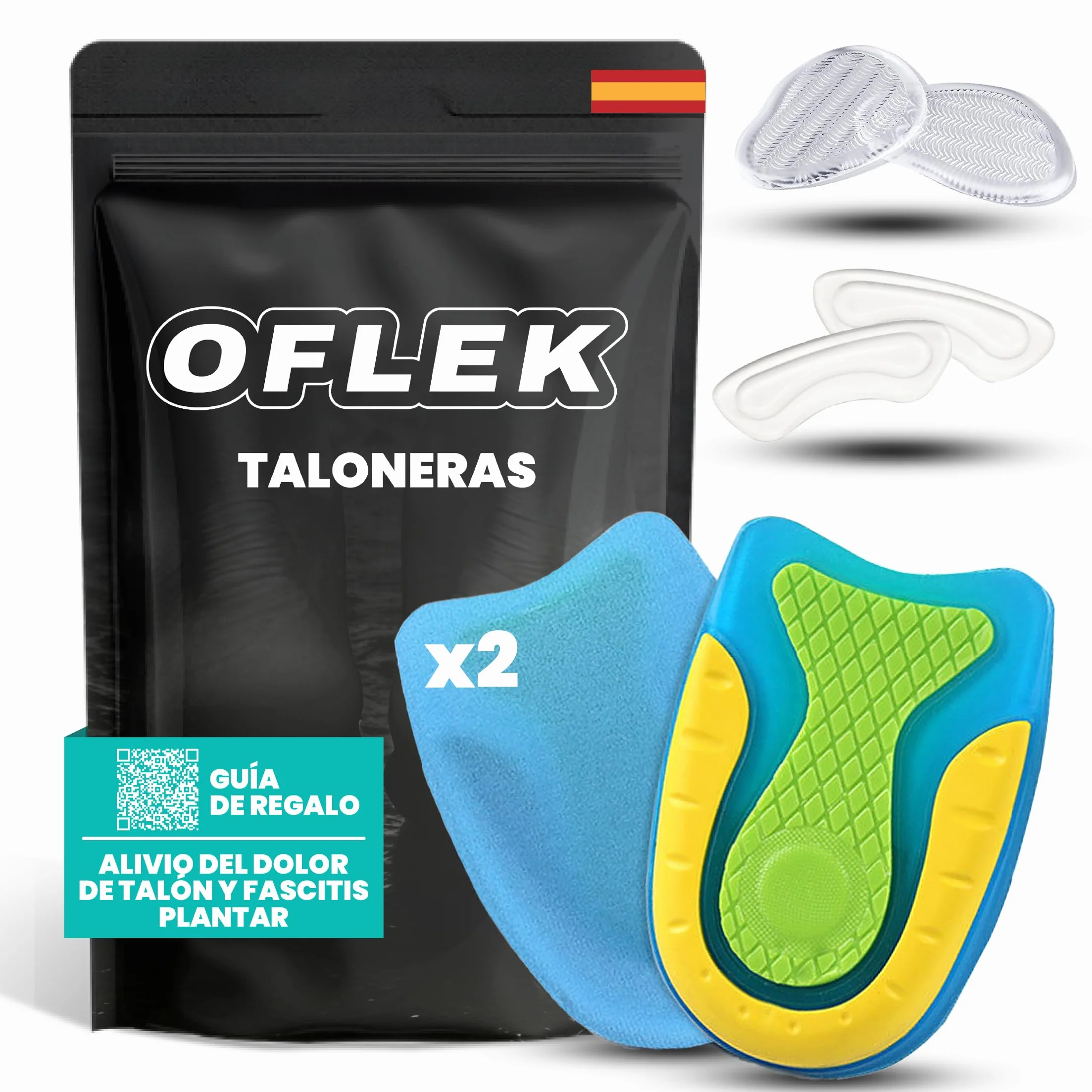 OFLEK® Fascitis Plantar Taloneras Silicona Almohadilla Trasera Protector Tacones Soporte Antideslizante Alivio Dolor Pie