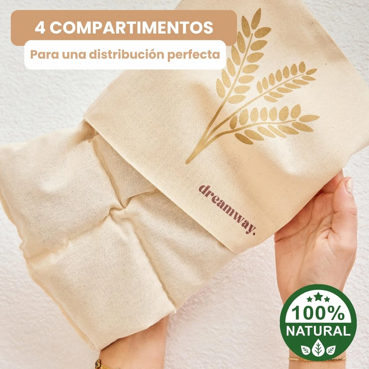 Cojín térmico microondas con trigo 21x21cm - Almohadilla térmica funda algodón lavable - Alivia dolores musculares articulares