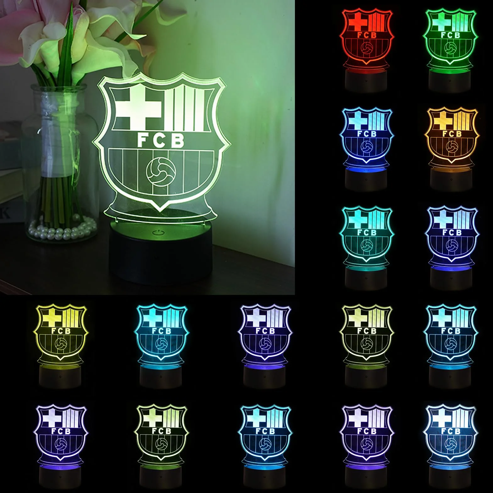 Lámpara 3D Fútbol LED 16 Colores con Mando a Distancia, Control Táctil y USB para Niños