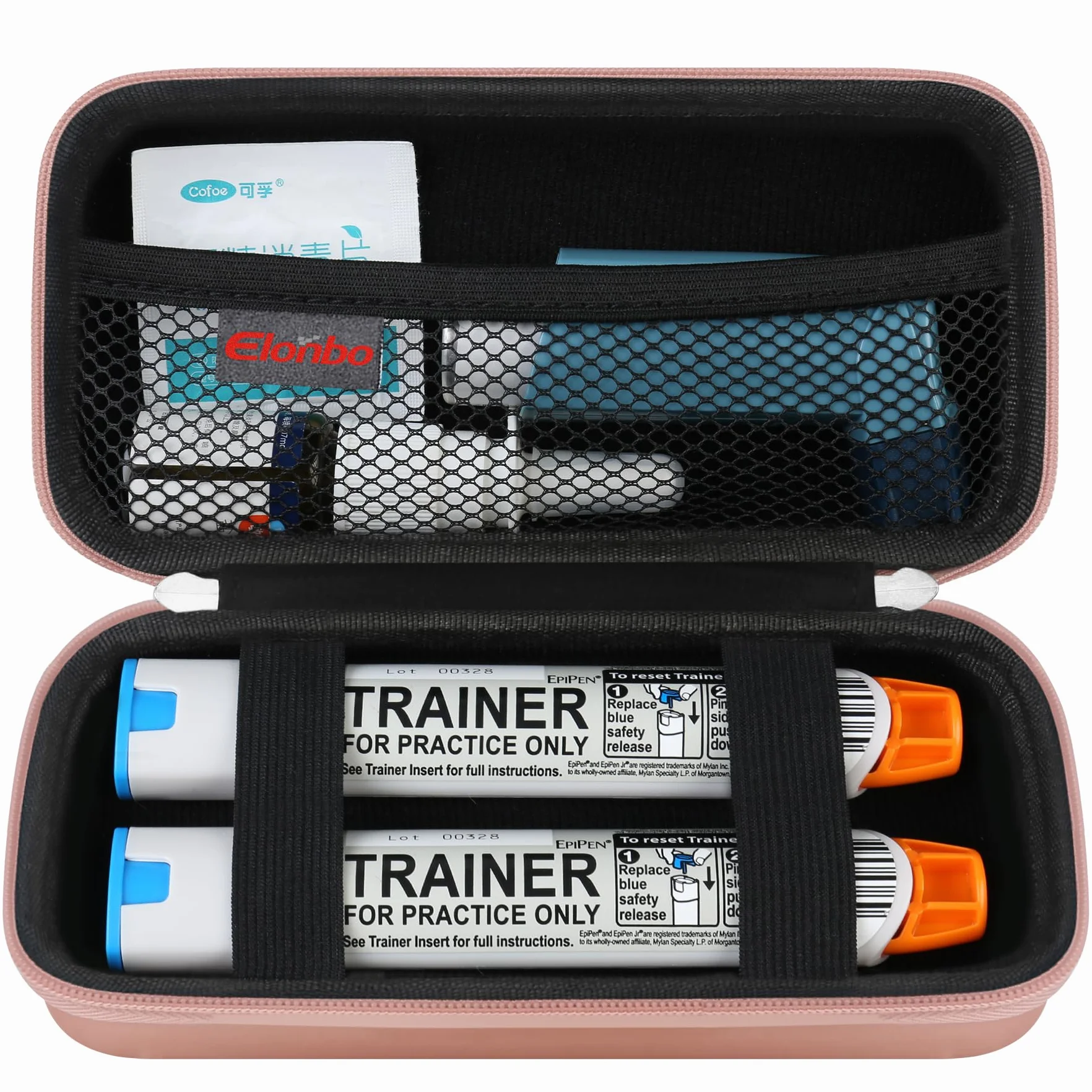 Elonbo Maleta epipen 2 Paquetes medicamentos Viaje EPI pens auvi q inhaladores asma Aerosoles nasales medicamentos alérgicos Productos Diabetes Oro Rosa