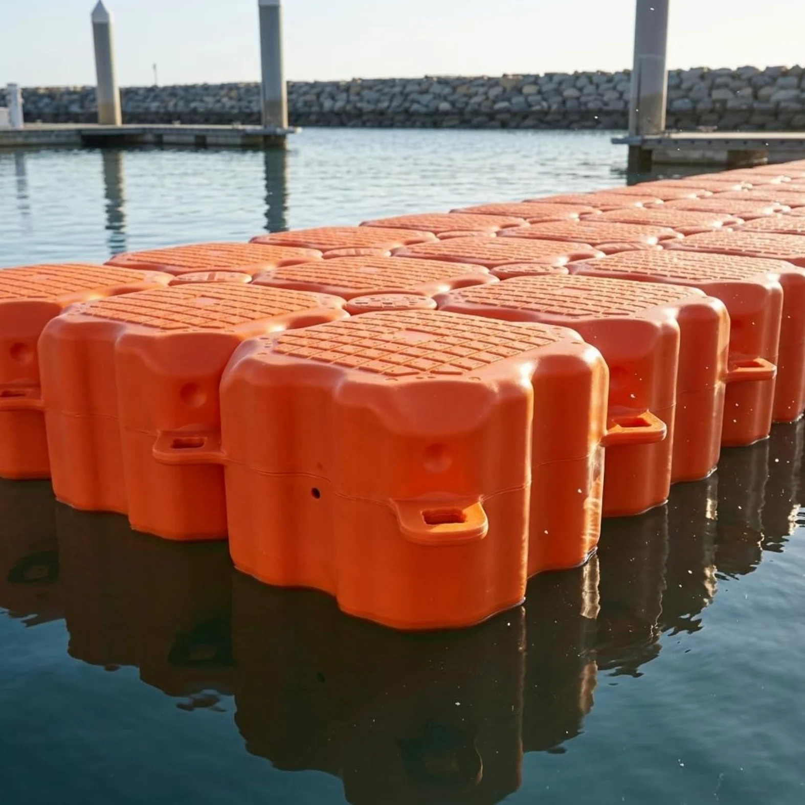 Módulo Flotante Bloque de HDPE con Superficie Rugosa y Conectores con Orificios Adecuado para Diques Puentes Modulares de Pesca
