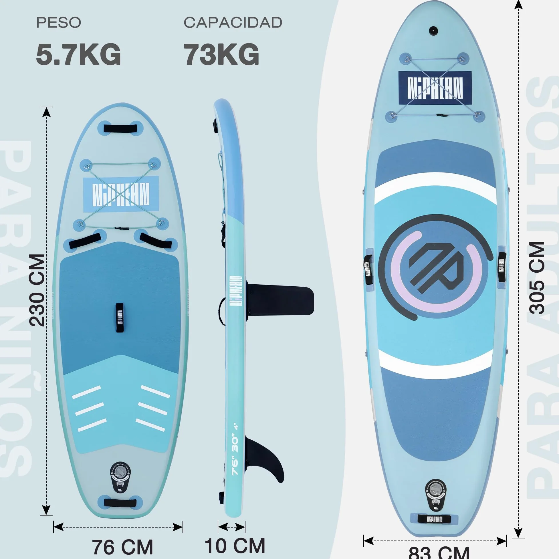 Niphean Tabla Paddle Surf Hinchable con Accesorios 320cm/230cm Sup | Tabla Paddle Surf Rígida, Antideslizante, Kit Reparación, Adultos, Jóvenes, Principiantes, Yoga