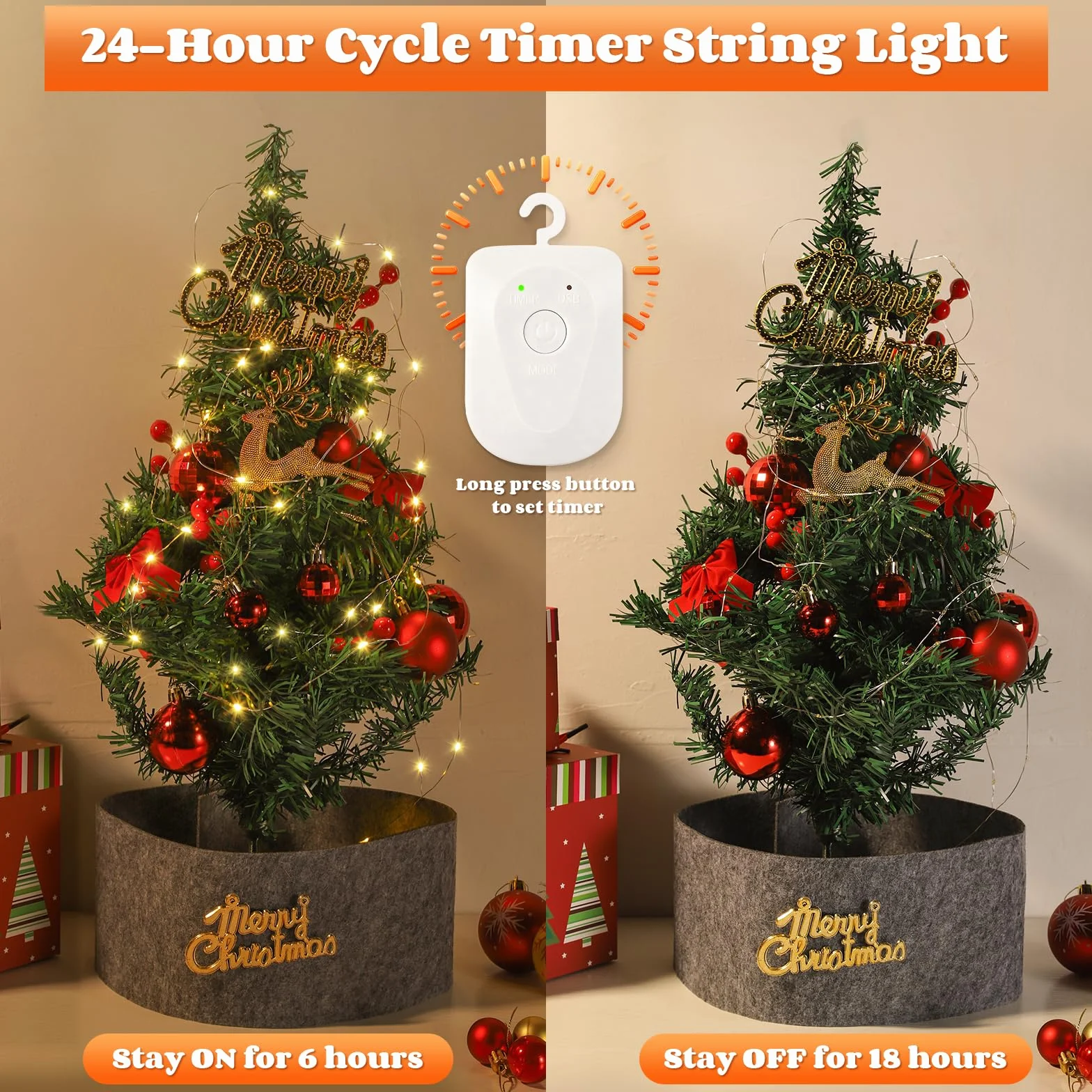 Yizhet Guirnalda Luces Recargable 6 Piezas 3m 30 Led Blanca Cálida IP65 Impermeable con Temporizador