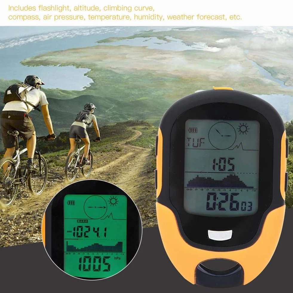 MAGT Brujula Digital Altimetro Digital Brujula Altimetro, SUNROAD Altímetro Digital multifunción para montañismo al Aire Libre FR500 Barómetro de Pesca con brújula(Amarillo)