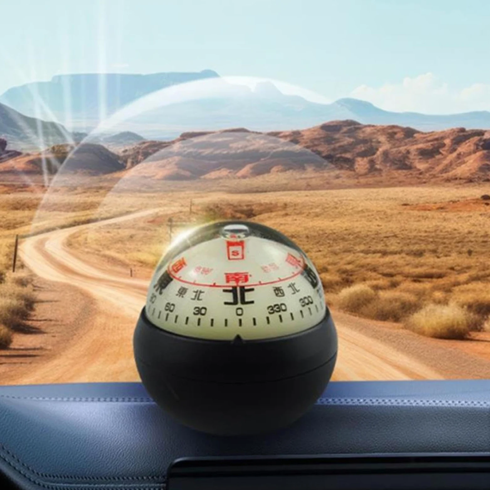 Balón de brújula ajustable con doble esfera, diseño luminoso, para coche, barco, caravana, para encontrar la dirección
