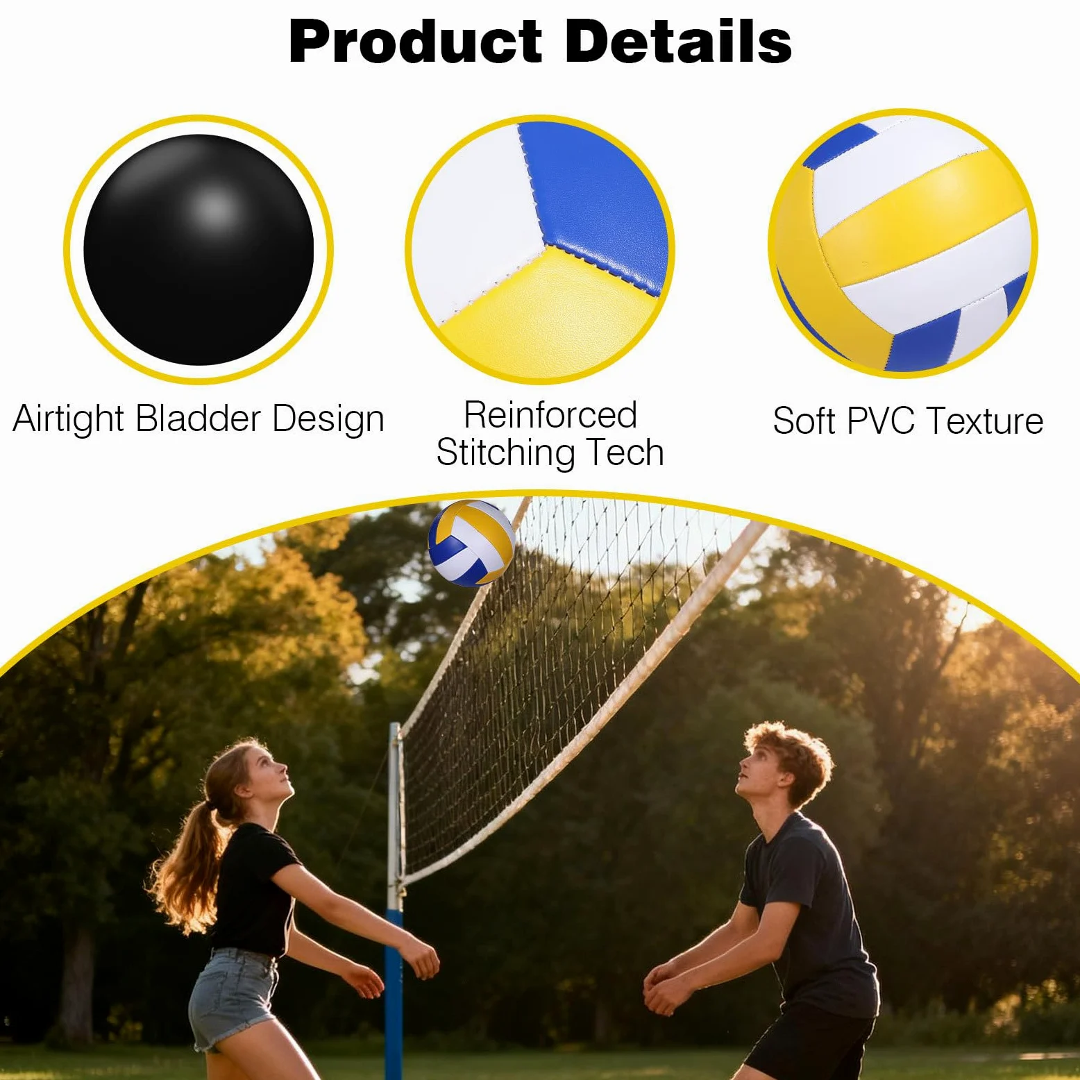 Juego de 6 pelotas de voleibol, tamaño 5 con bomba, agujas y bolsas de red, pelotas de voleibol de PVC para entrenamiento en interiores y exteriores, para adultos y jóvenes