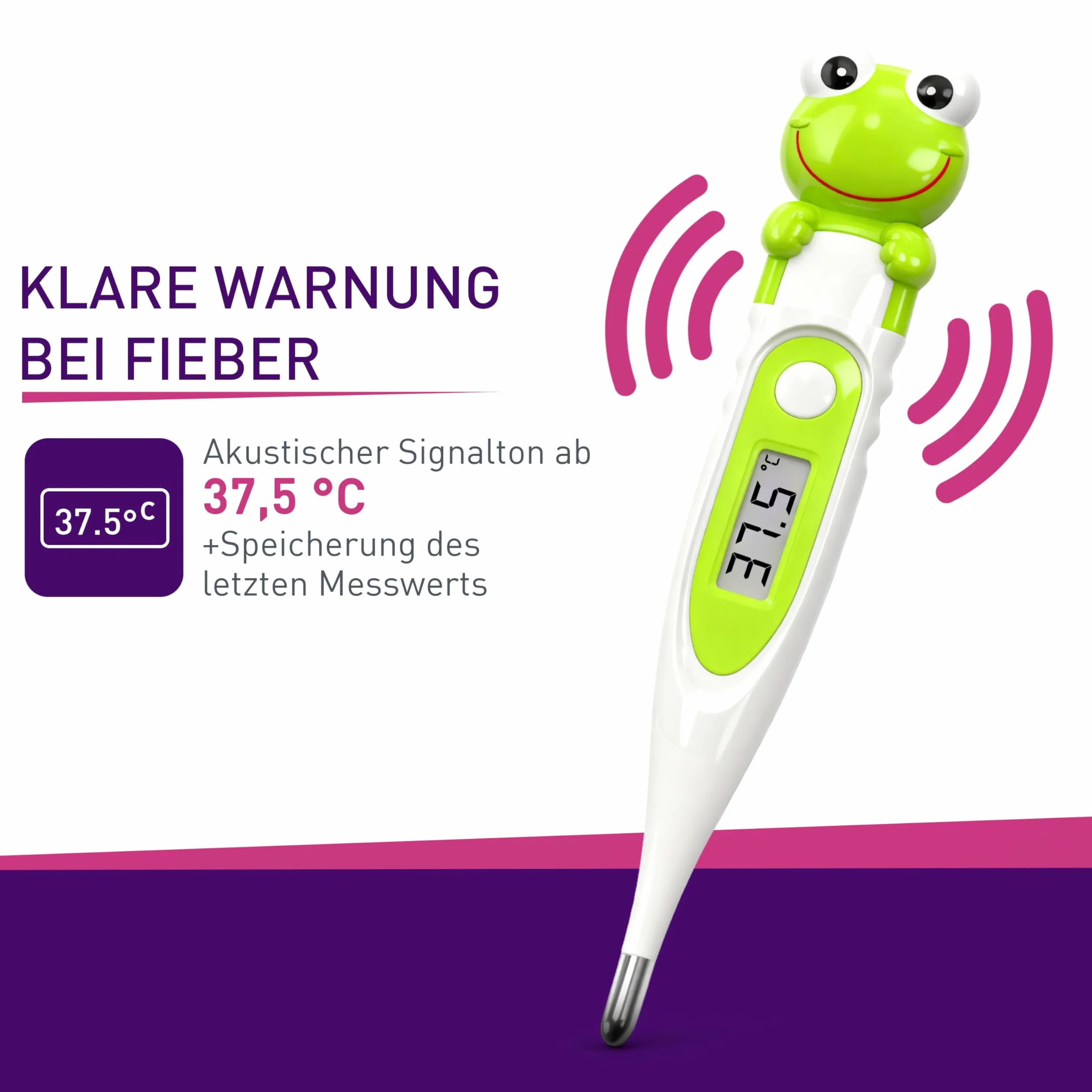 Termómetro Digital Scala SC 44 Rana Flex Speed 10 seg. Medición Oral Rectal Axilar Fiebre Corporal Niños Adultos, Verde