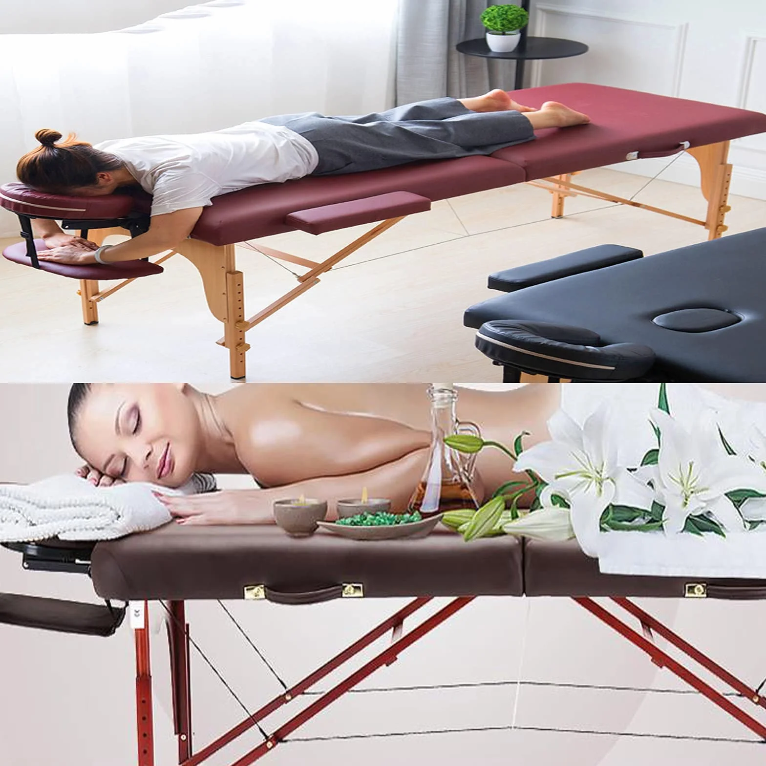 Mesa de Masaje con Reposacabezas Ajustable Universal Negra