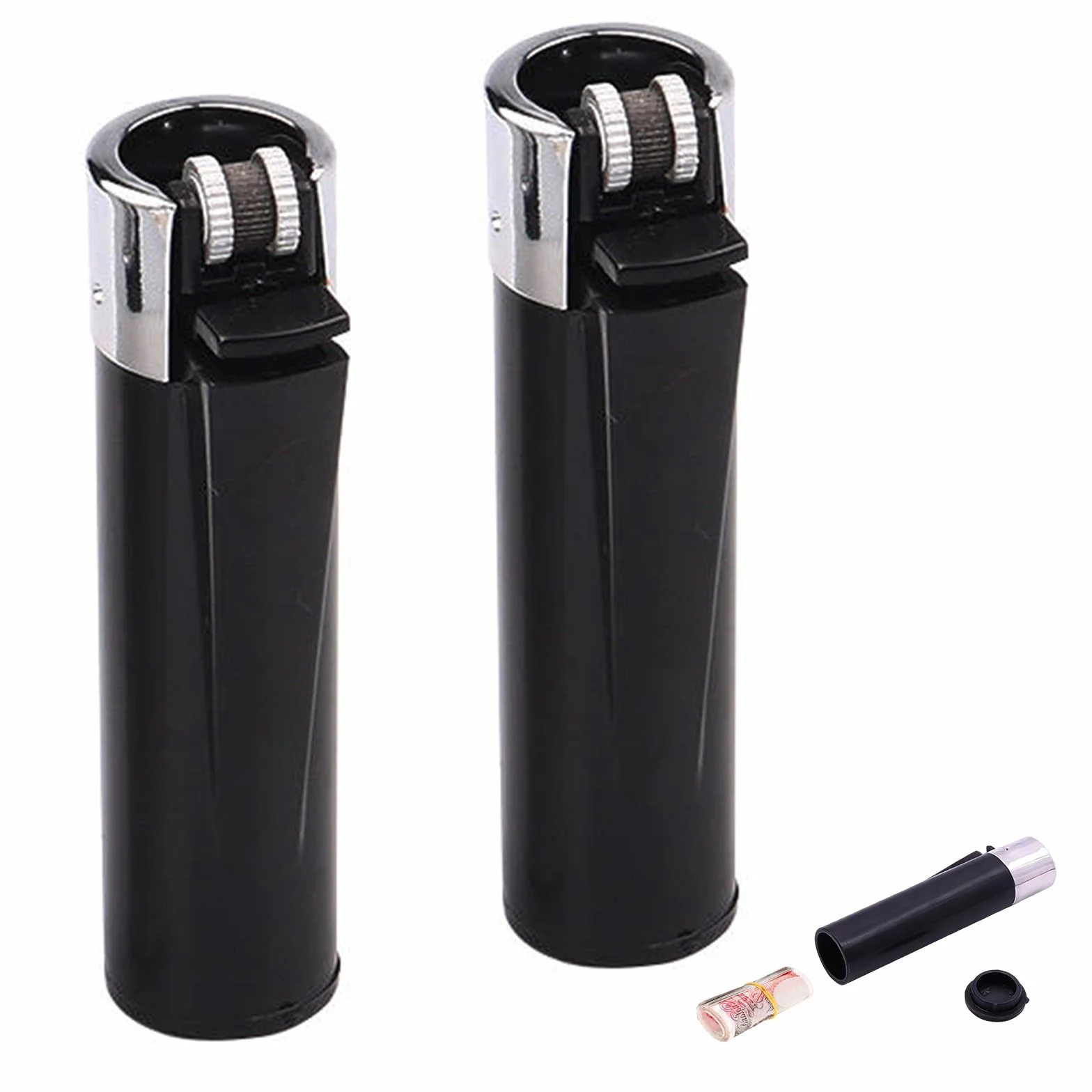 Mechero con Compartimento Oculto, Encendedor Secreto Stash para Casa, Festivales, Coche, Viajes (Negro)