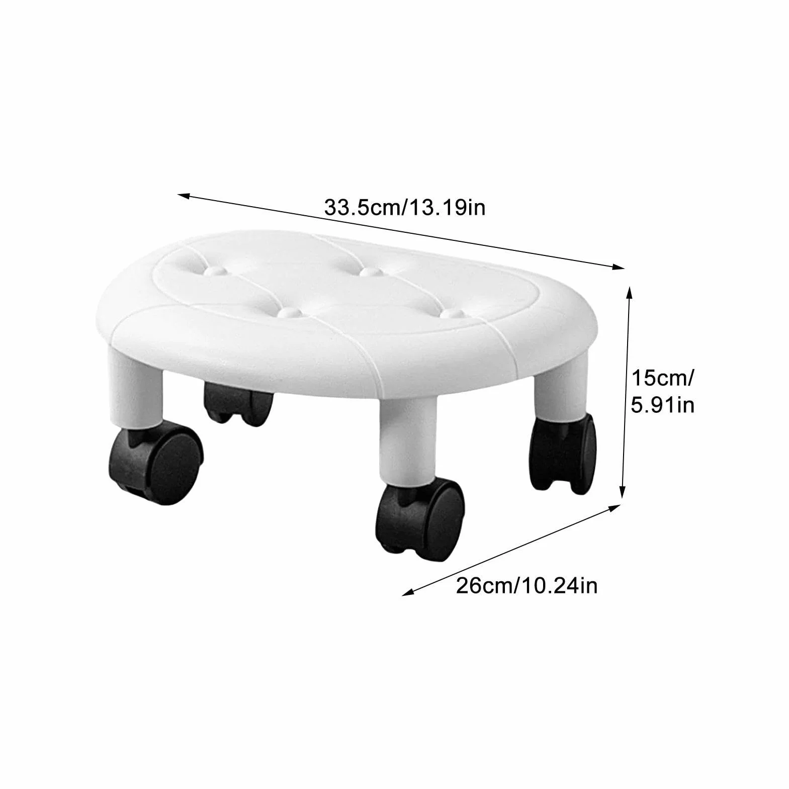 Silla de Ruedas Baja Giratoria 360° para Belleza, Salón de Uñas, Spa