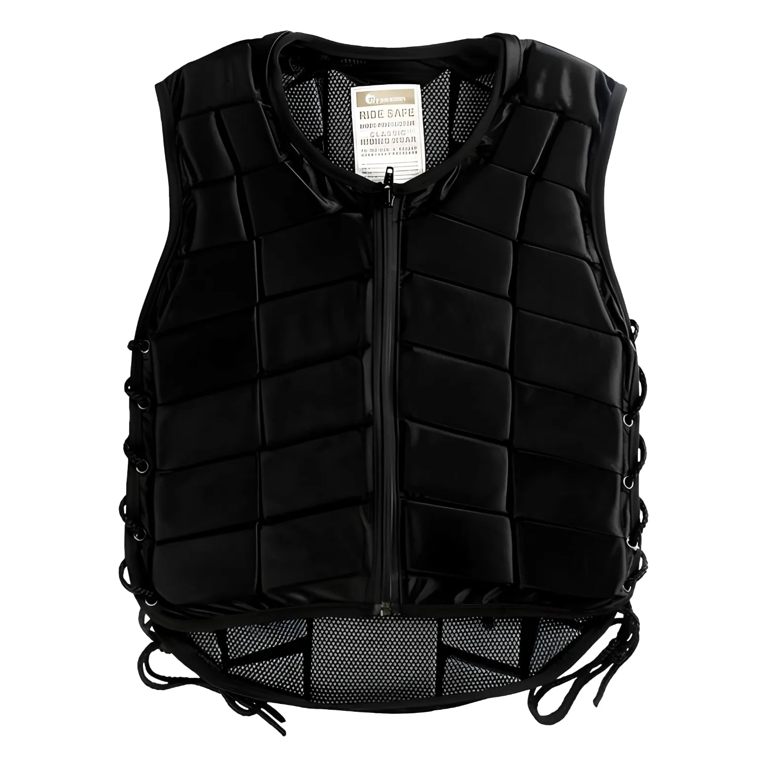 Chaleco de seguridad ecuestre para adultos, chaleco protector de equitación negro, chaleco acolchado de EVA, unisex, cierre de cremallera