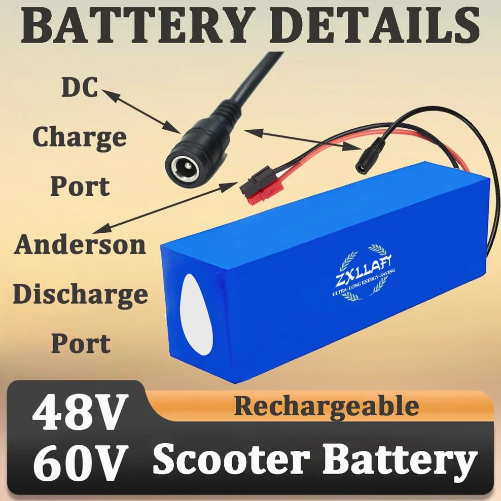 Batería de Litio de 48 V, 10 Ah y 8 Ah Batería Recargable 60 V Baterías para Patinete 48 V Baterías monopatín para Motor 250 W a 600 W con Cargador y BMS,48v8ah Anderson