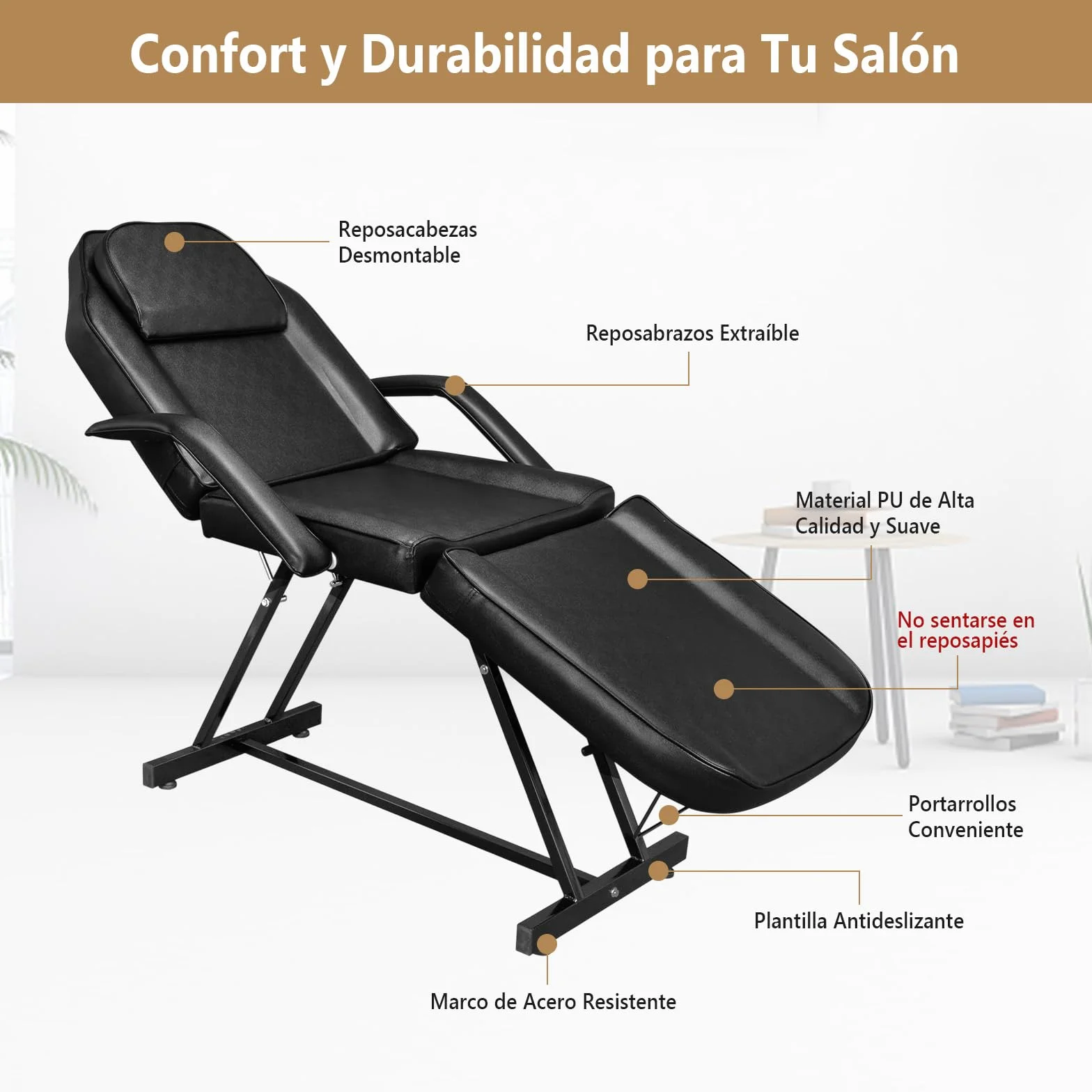 Bonnlo Camilla Masaje Ajustable, Cama de Masaje para Salones de Belleza, SPA, Negro
