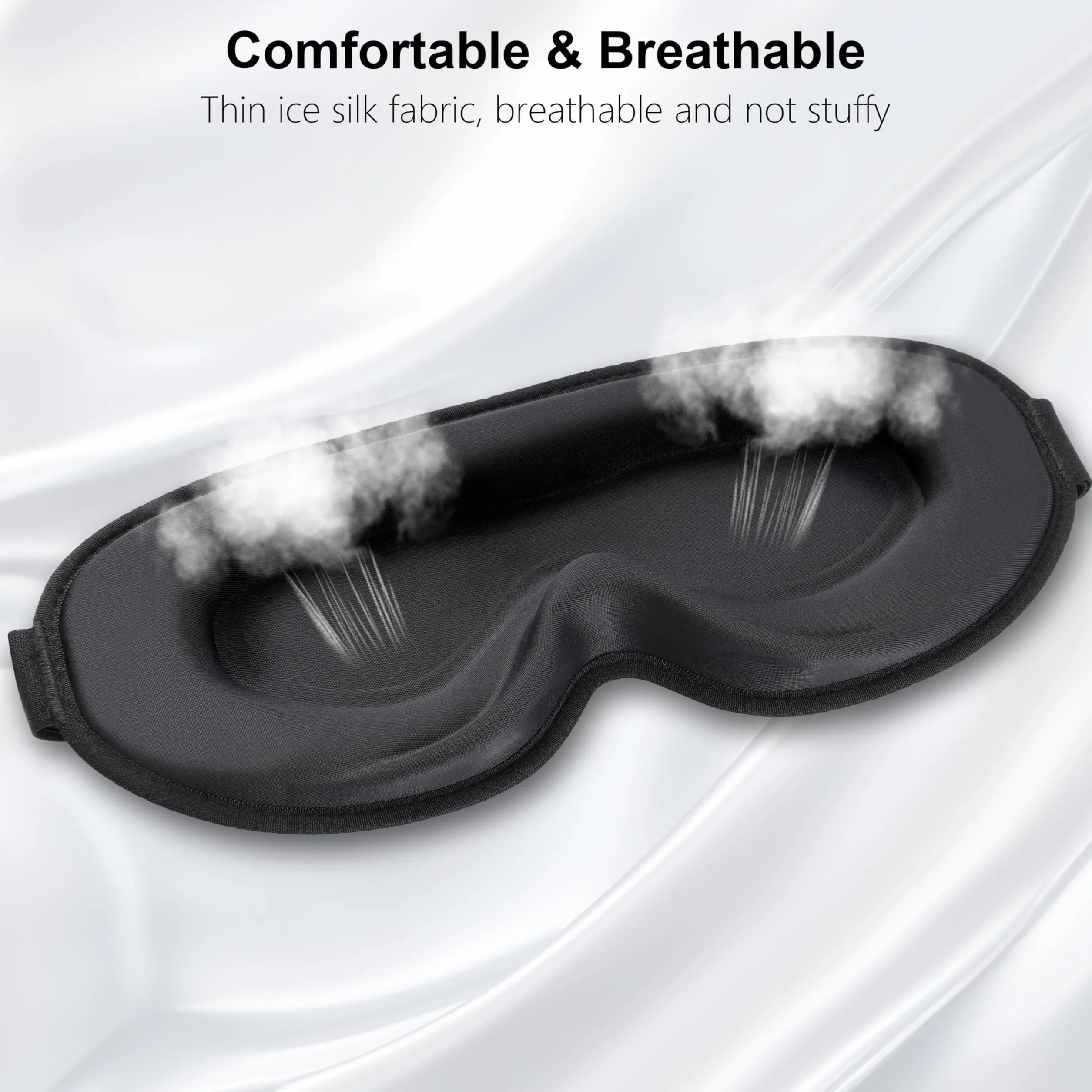Gritin Antifaz para Dormir, Máscara de Dormir sin Presión Ocular, Correa Ajustable y Tapones, Ultrasuave para Viajar