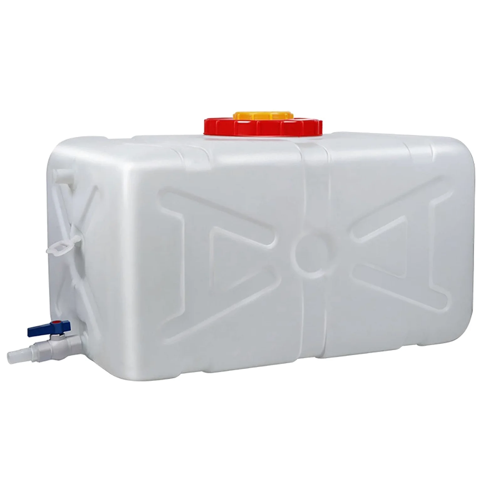 Grande 100l BidóN PláStico con Grifo Gran Capacidad Tanque De Almacenamiento Agua Horizontal Espesa Blanca Tanque De Agua De La Tina para Exteriores Camping(Size:110L)