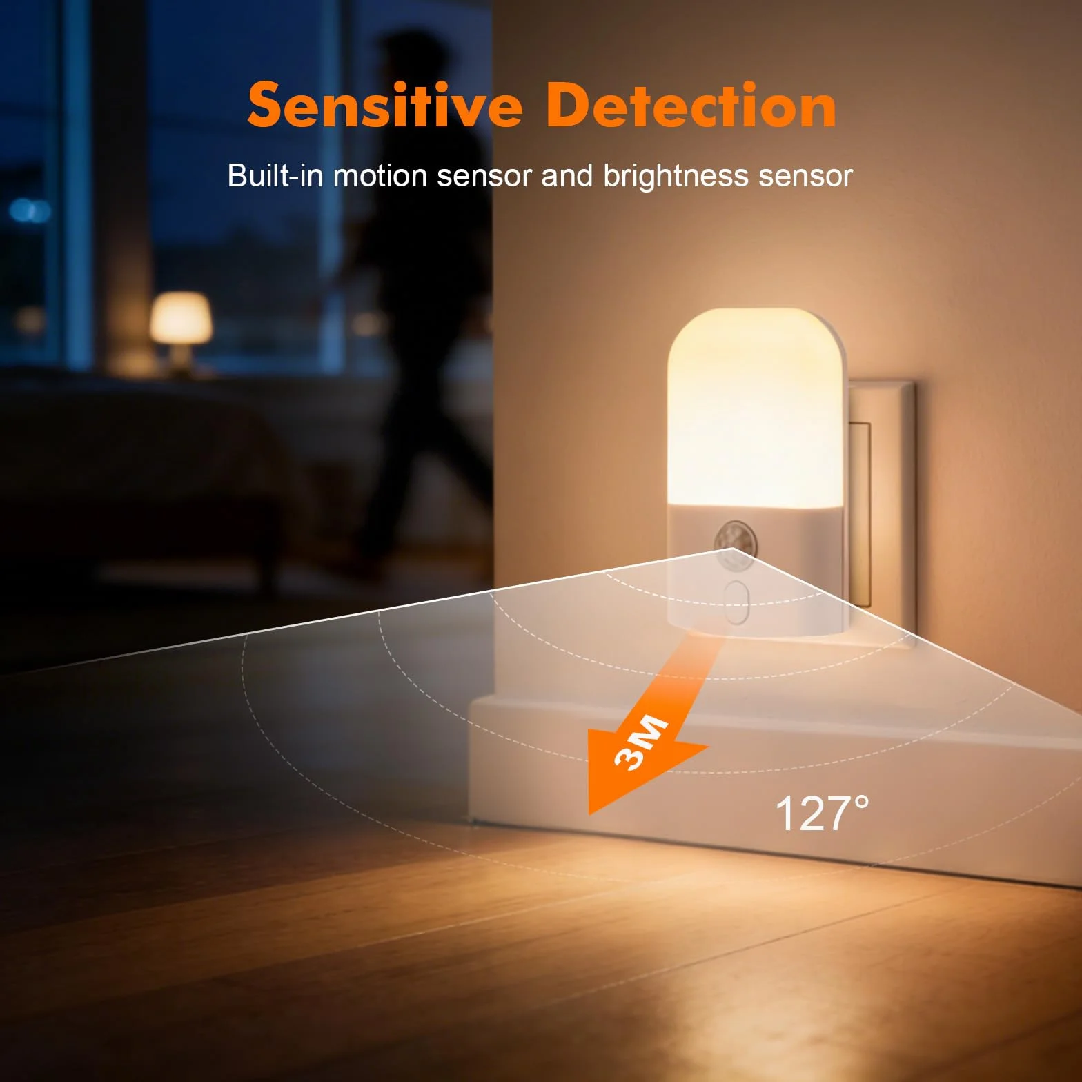 GRIFEMA GD103-1 Luz Nocturna Infantil 5 Niveles Brillo Ajustables Sensor Movimiento 2700K Blanco Cálido