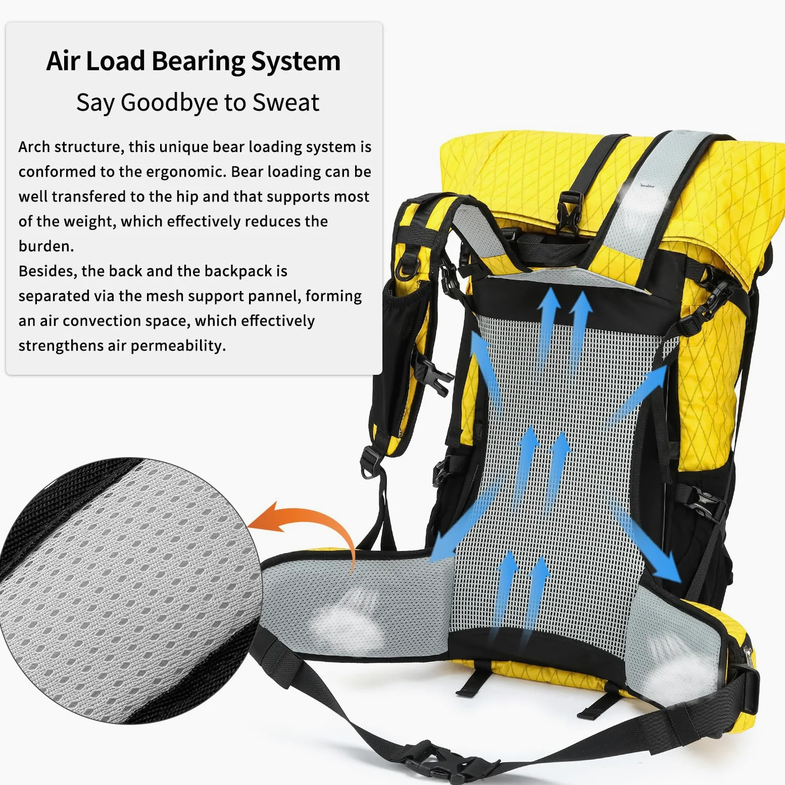 Mochila de senderismo, 40 L a 50 L, bolsa de senderismo de gran capacidad, mochila de camping con marco interno, mochila deportiva ligera X-PAC mejorada, mochila de viaje para escalada de montaña y