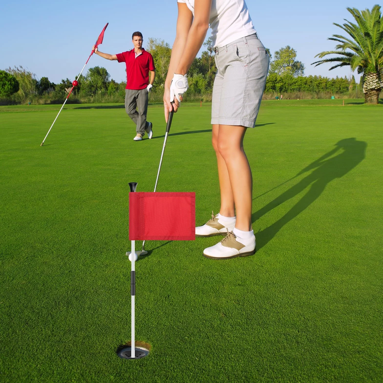 PATIKIL Banderín De Golf De 7 x 5 Pulgadas, 6 Piezas De 420D Nylon Mini Banderines Para Jardín Portátiles Con Tubo Insertado Para Exterior Interior Patio Trasero Jardín, Verde