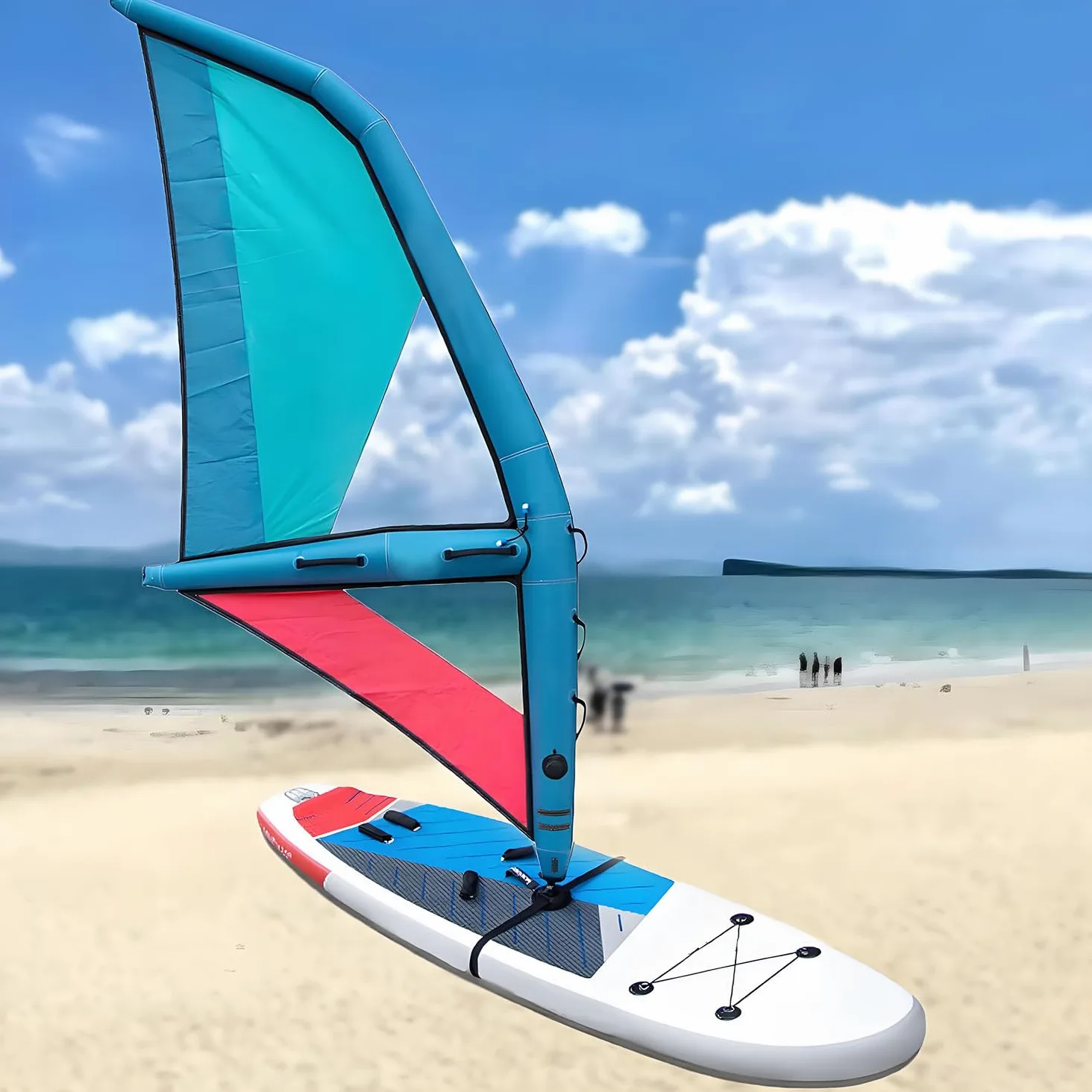 Vela de Windsurf para Adultos, Vela compacta Profesional para Paddle Surf, Superficie Azul y roja, rotación de Base de 360°, para Windsurf.