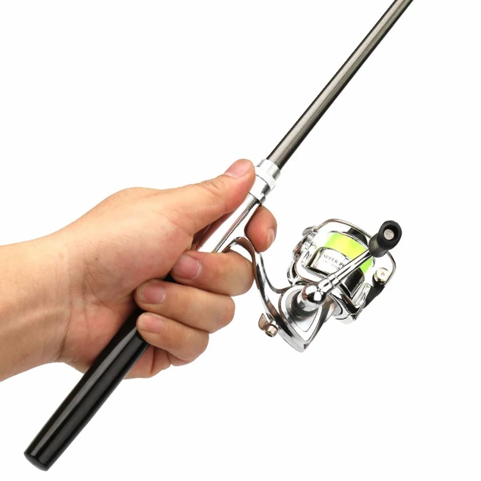 Lixada Caña de pescar plegable telescópica combo kit 1,6 m equipo de pesca