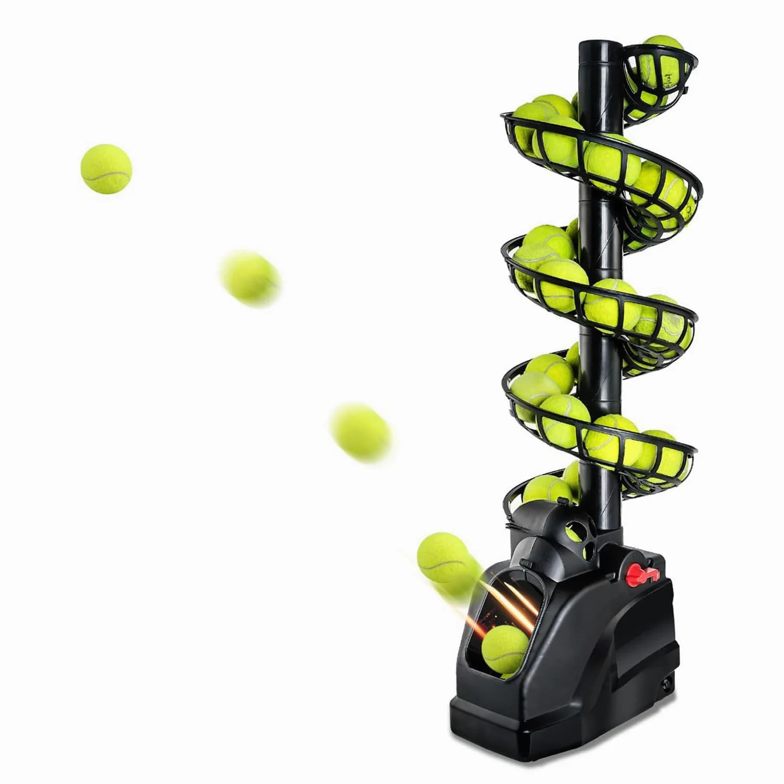 Máquina de pelotas de tenis Lanzador 30 pelotas 4 niveles ajustables 2 métodos de alimentación