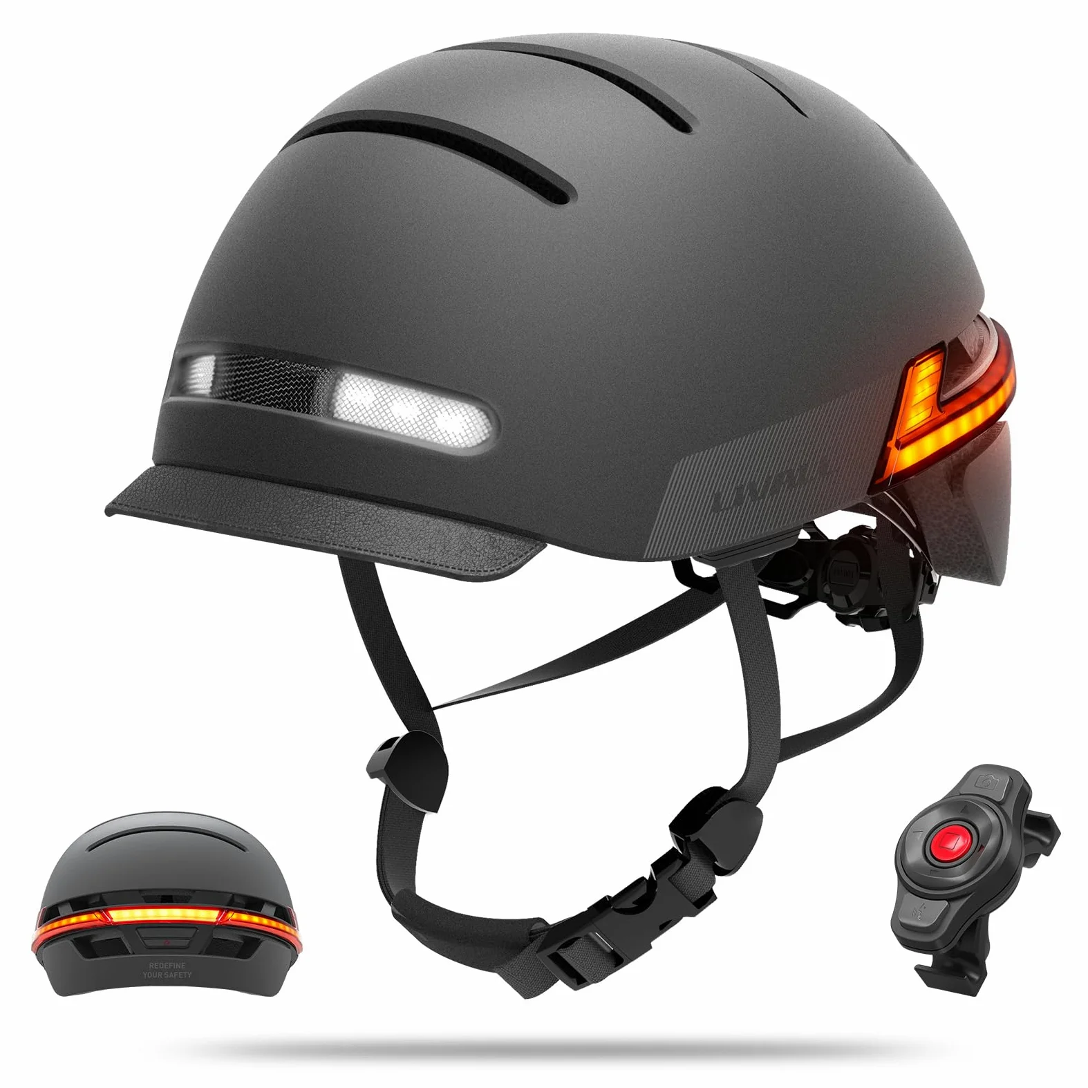 LIVALL Casco Bicicleta Inteligente con Luz, Casco Bluetooth con Altavoz y Micrófono, Casco Patinete Electrico Adulto Hombre Mujer, Sistema de Control Remoto y Alarma SOS