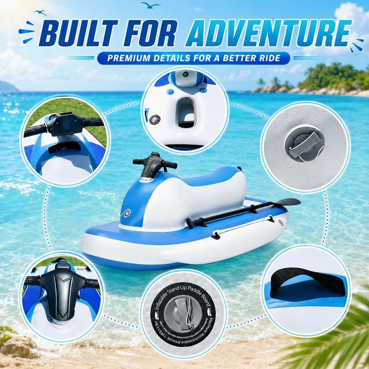 Barca Hinchable Mejorada para Snorkel y Mar Unpowered | Descubrimiento aguas profundas, doble control, maniobras rápidas, snorkel oceánico, construcción exterior