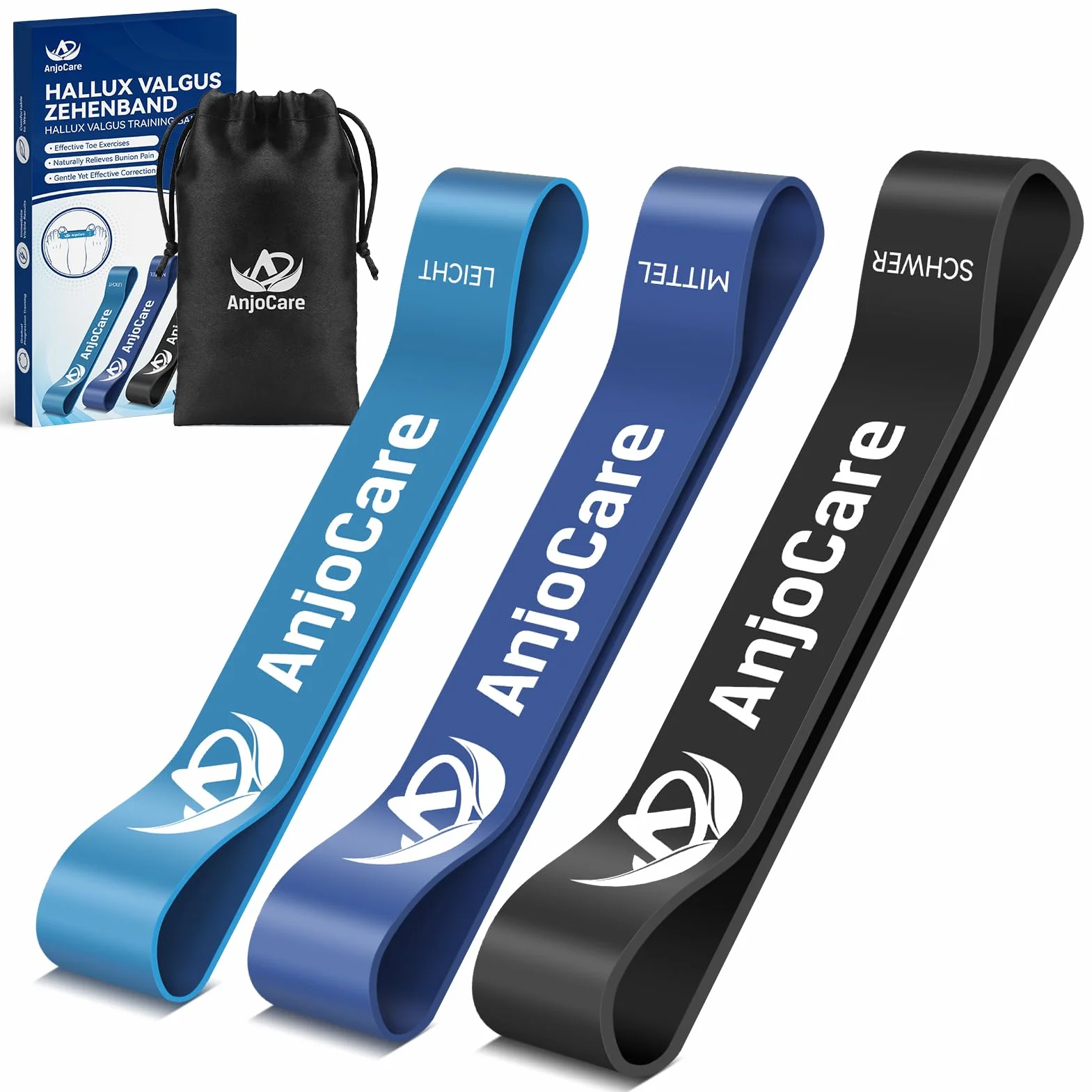 Bandas de Entrenamiento para Hallux Valgus Pack de 3, Enderezador de Dedos para Corrección de Juanetes y Alivio del Dolor