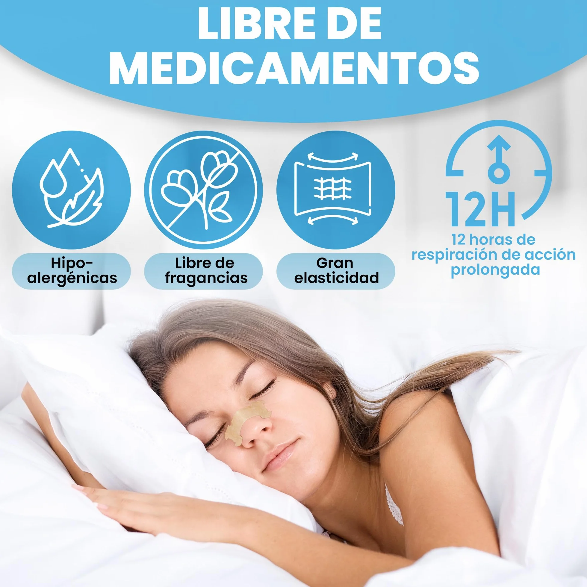 Tiras Nasales Antironquidos Extra Fuertes 120 Unidades 19x66mm Adhesivas
