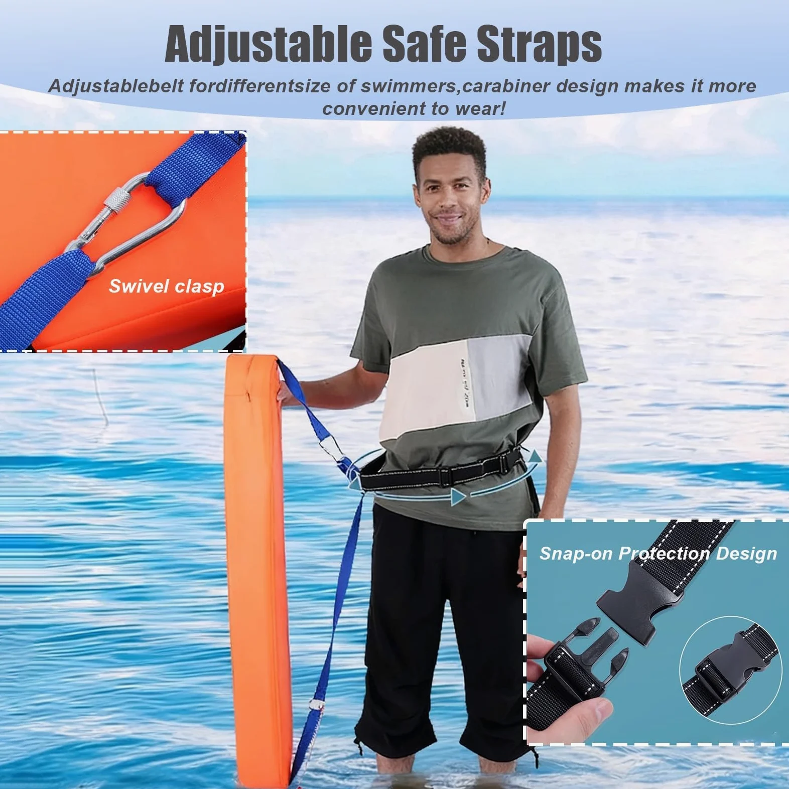 Paquete de 2 tubos de rescate salvavidas para adultos, equipo de seguridad de piscina con silbato, 48.4 x 5.9 pulgadas para rescate acuático al aire libre