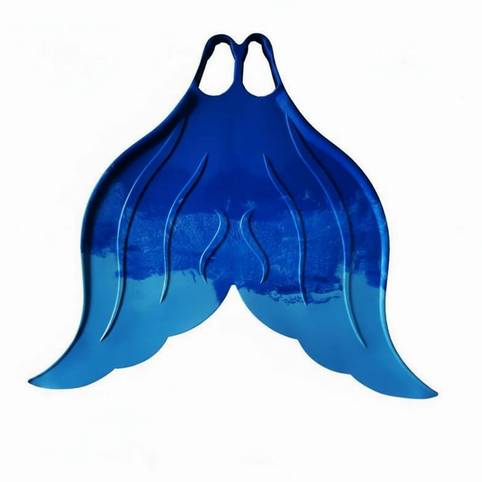 Monofin de Natación Ejercicio Aletas Sirena Flexible Silicona Caucho Entrenamiento Resistencia Adecuado para Entrenamiento Acuático Fotos en Piscina , Azul Iridiscente , 36-37码