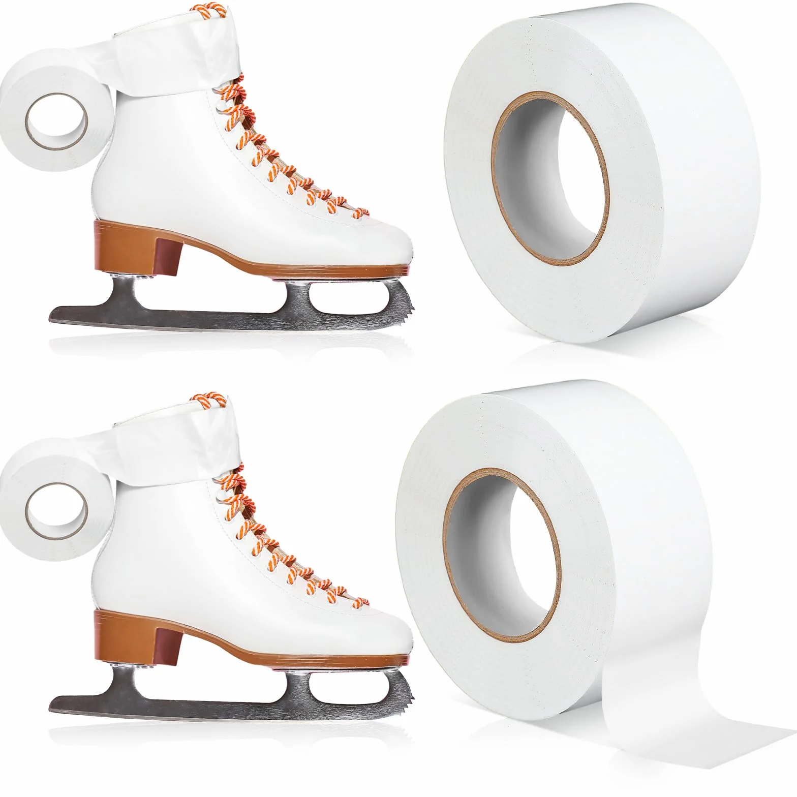 Jexine 2 Rollos de Cinta Blanca de 98 pies para Patinaje artístico, Cinta Deportiva Impermeable de 1.5 Pulgadas, Cinta de Hockey sobre Hielo para Botas de Patinaje atlético, Accesorios Protectores de
