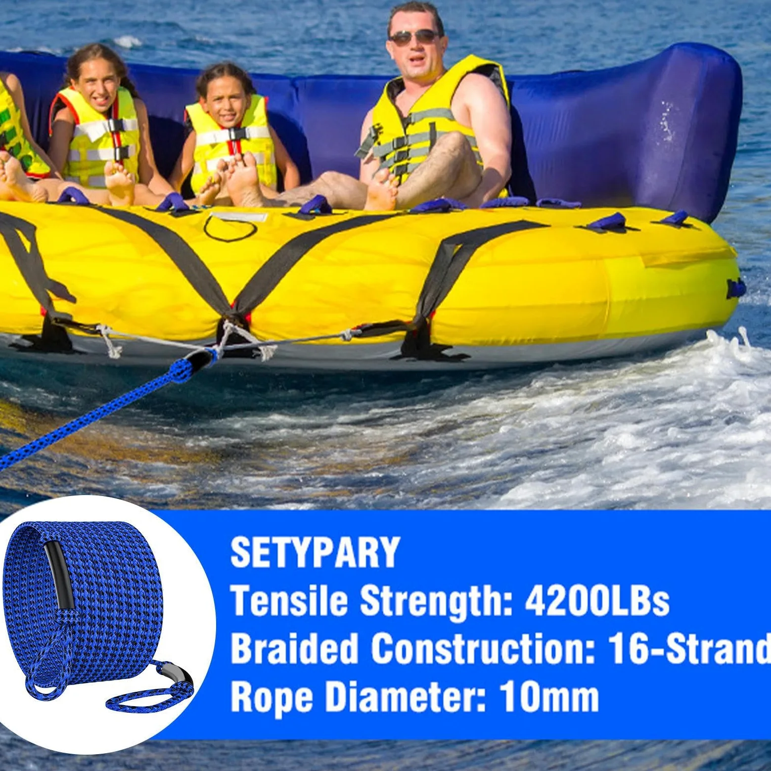 Cuerda de remolque para tubos, correa de extracción de esquí acuático, cuerda flotante con mango de espuma para lanzar en barco, pesca, rescate o deportes acuáticos, uso en el río lago o el muelle