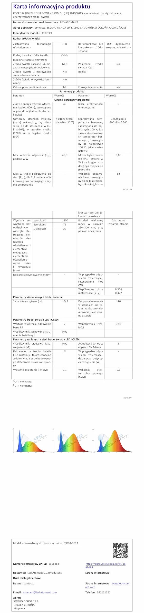 LED ATOMANT Pack 2x Pantalla Luminaria LED integrado 120cm 40W CCT 4000 lumenes