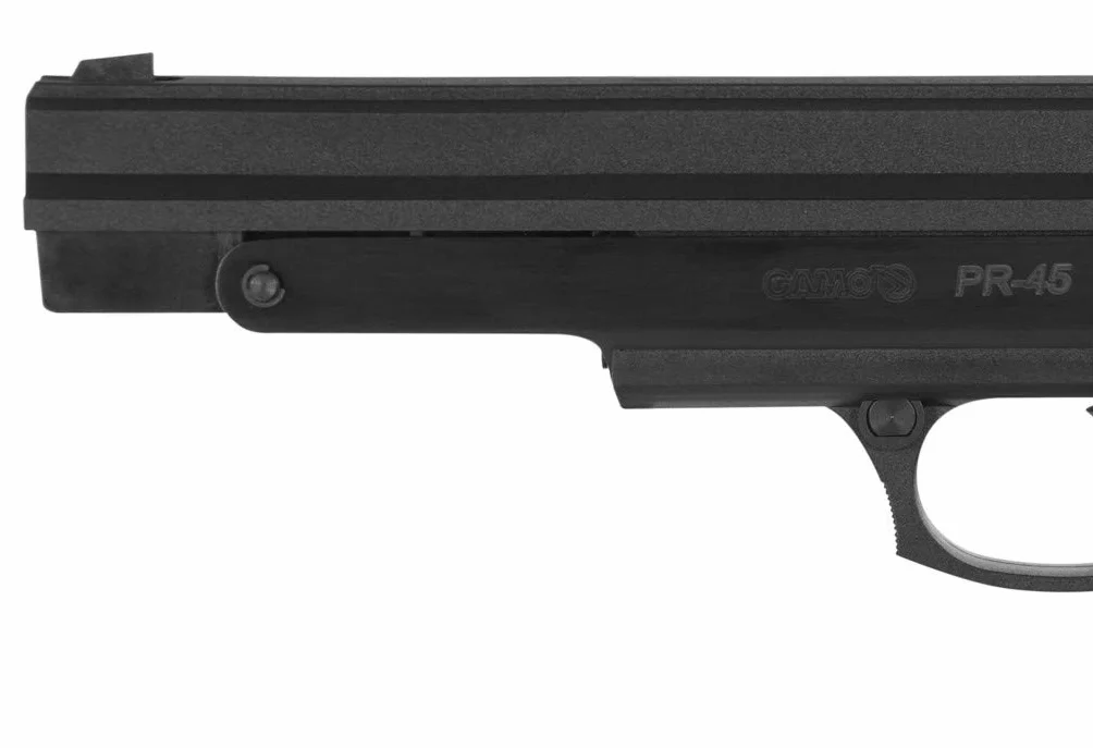 Outletdel ocio Pack Pistola perdigón Gamo PR-45 4,5mm. Carga Manual (no Necesita Botellas de Gas Co2). + Maletin + Funda Portabalines + Balines. 36483/23054