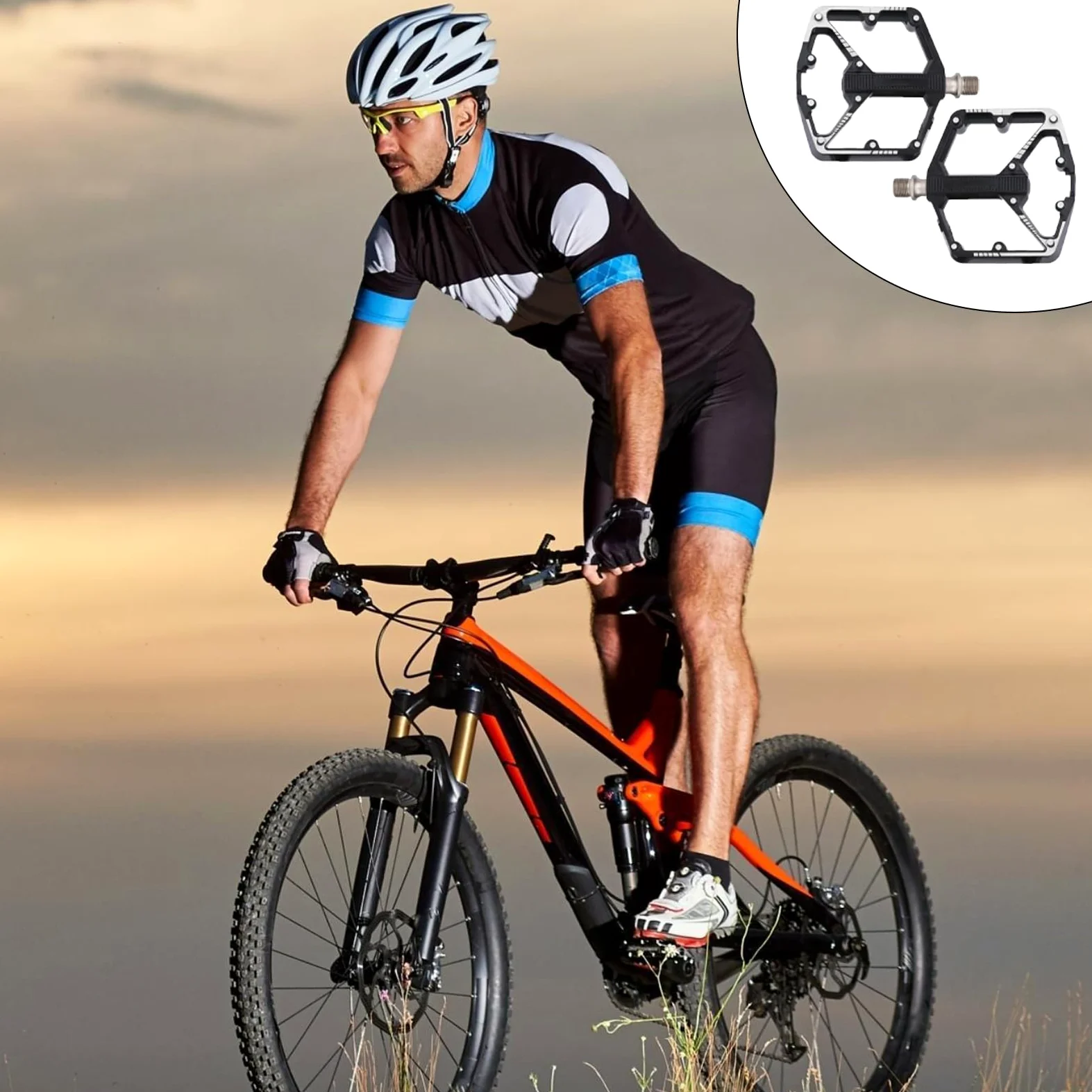 Pedales de Bicicleta Repuesto de Plataforma Plana de Aleación de Aluminio | Pedales Anchos para Bicicletas de Montaña Para Ciclismo Senderismo Ejercicio Entrenador Mujeres Hombres