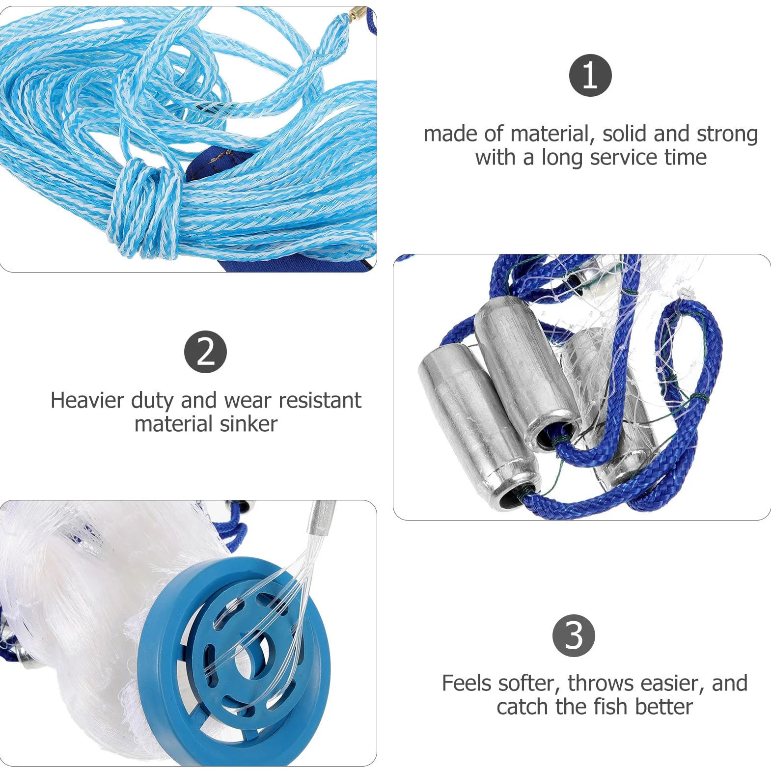 UKCOCO Red de Pesca Manual para Exteriores Captura Rápida de Cebo, Línea Metálica Resistente Adecuado para Pescadores en Actividades al Aire Libre