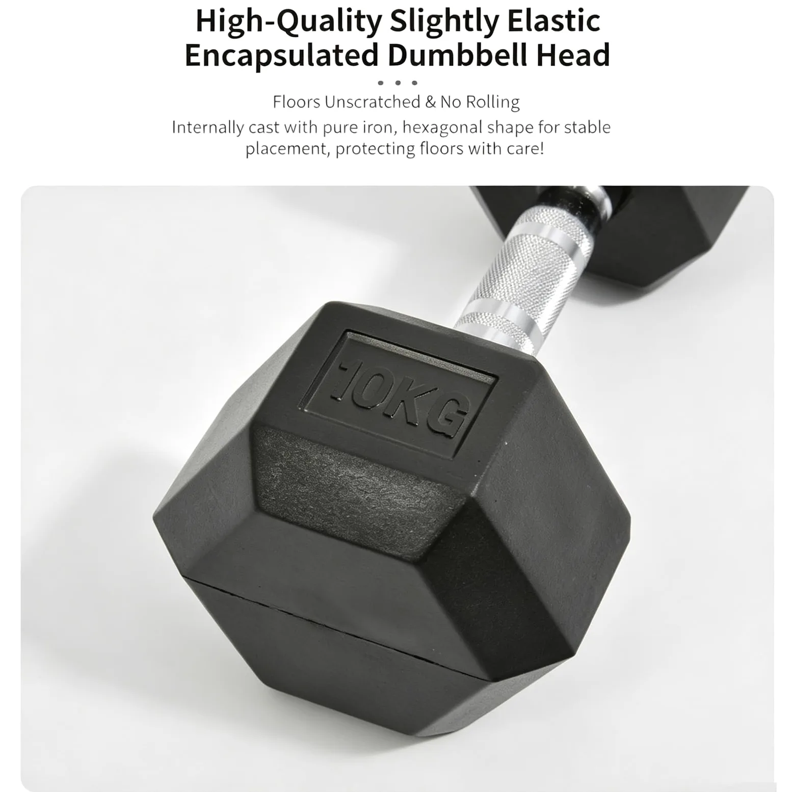 Mancuernas Hexagonales Recubiertas de Caucho, Pesas Fijas de Hierro Fundido | Agarre Hexagonal Antideslizante, Equipo Fuerza Hogar y Gimnasio(5kg/11.0lb)