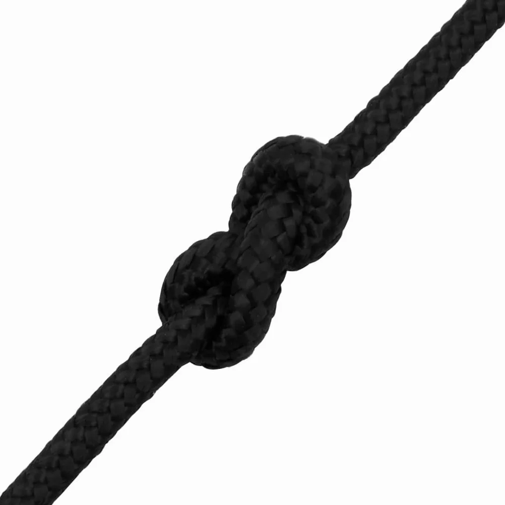Cuerda de polipropileno negra de 10 mm 100 m para yate, barco, amarre, amarre, para exteriores, camping, amarre