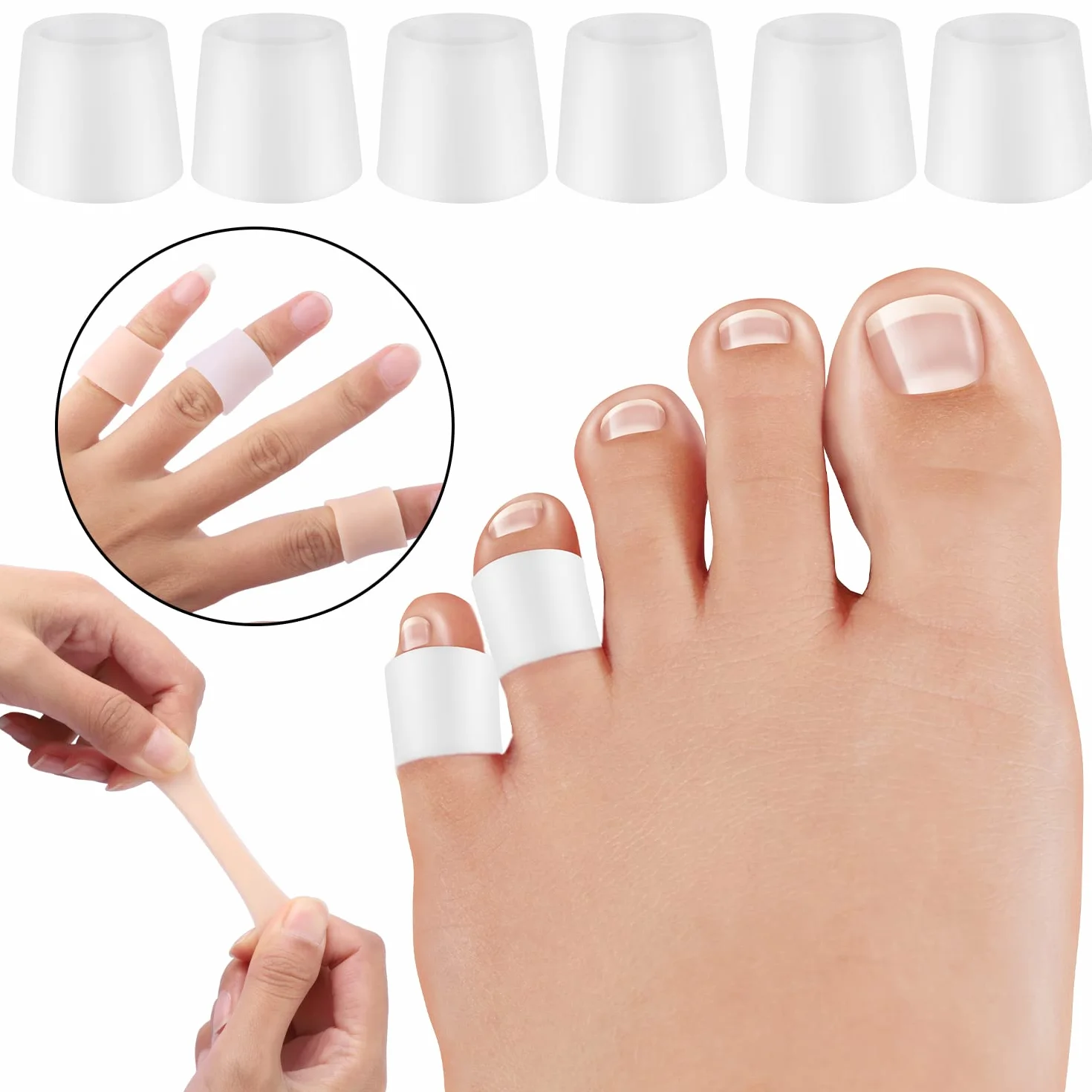 Protectores de silicona para los dedos de los pies, almohadillas antifricción para ampollas y callos